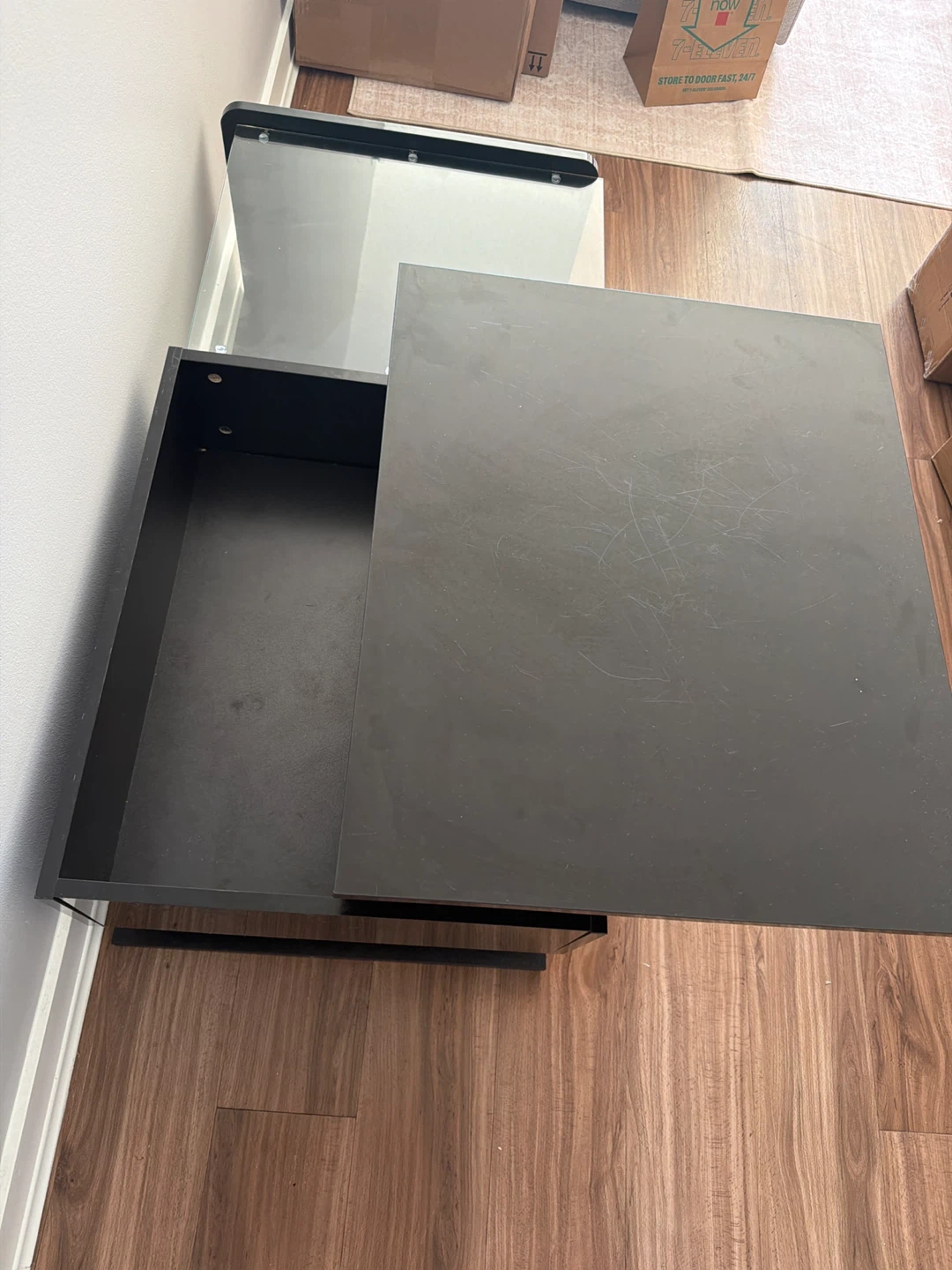 Modern Black Side Table with Glass Top - photo 3