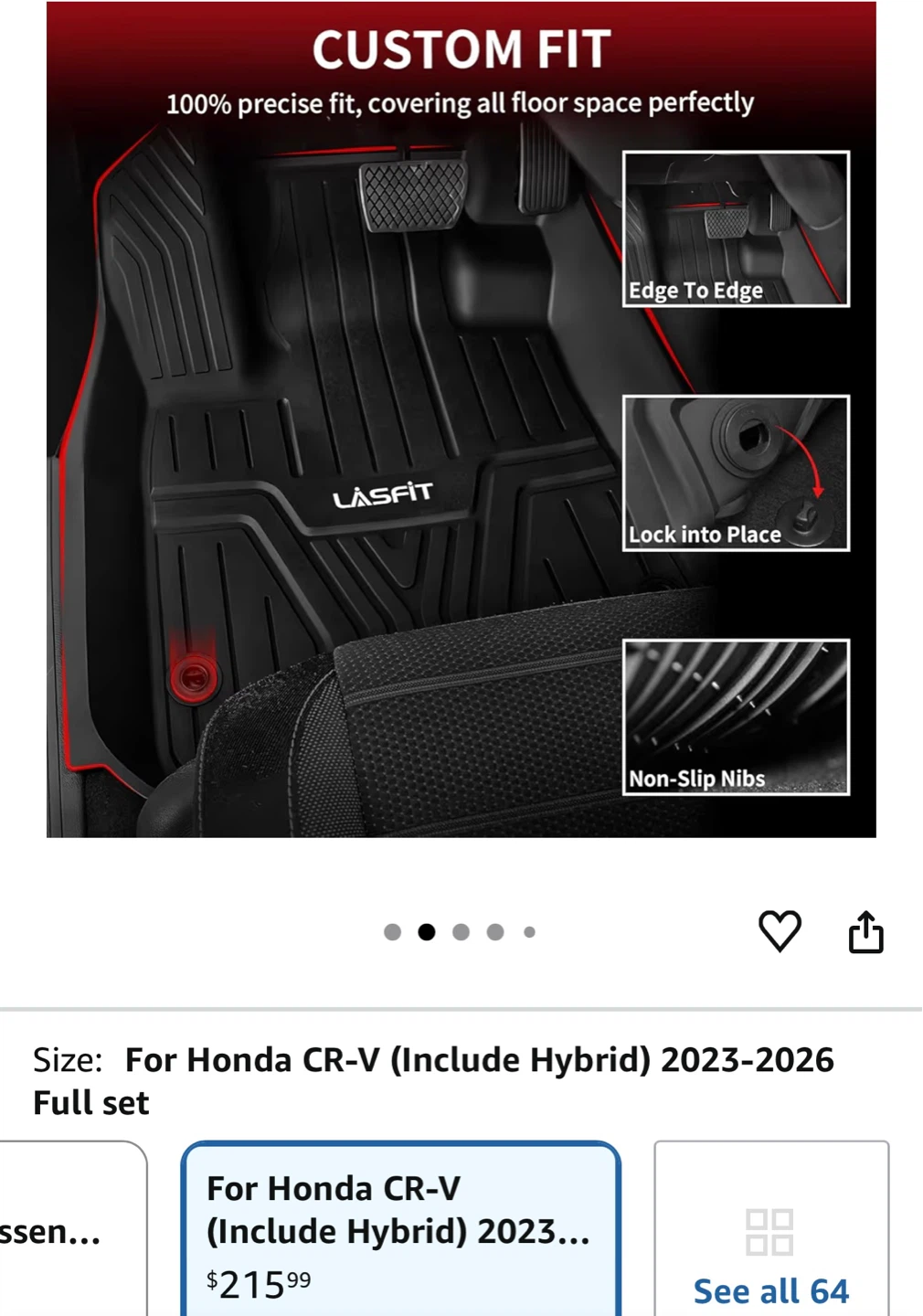 Floor Mats for Honda CRVHybrid2023-2026 Full Set - photo 2