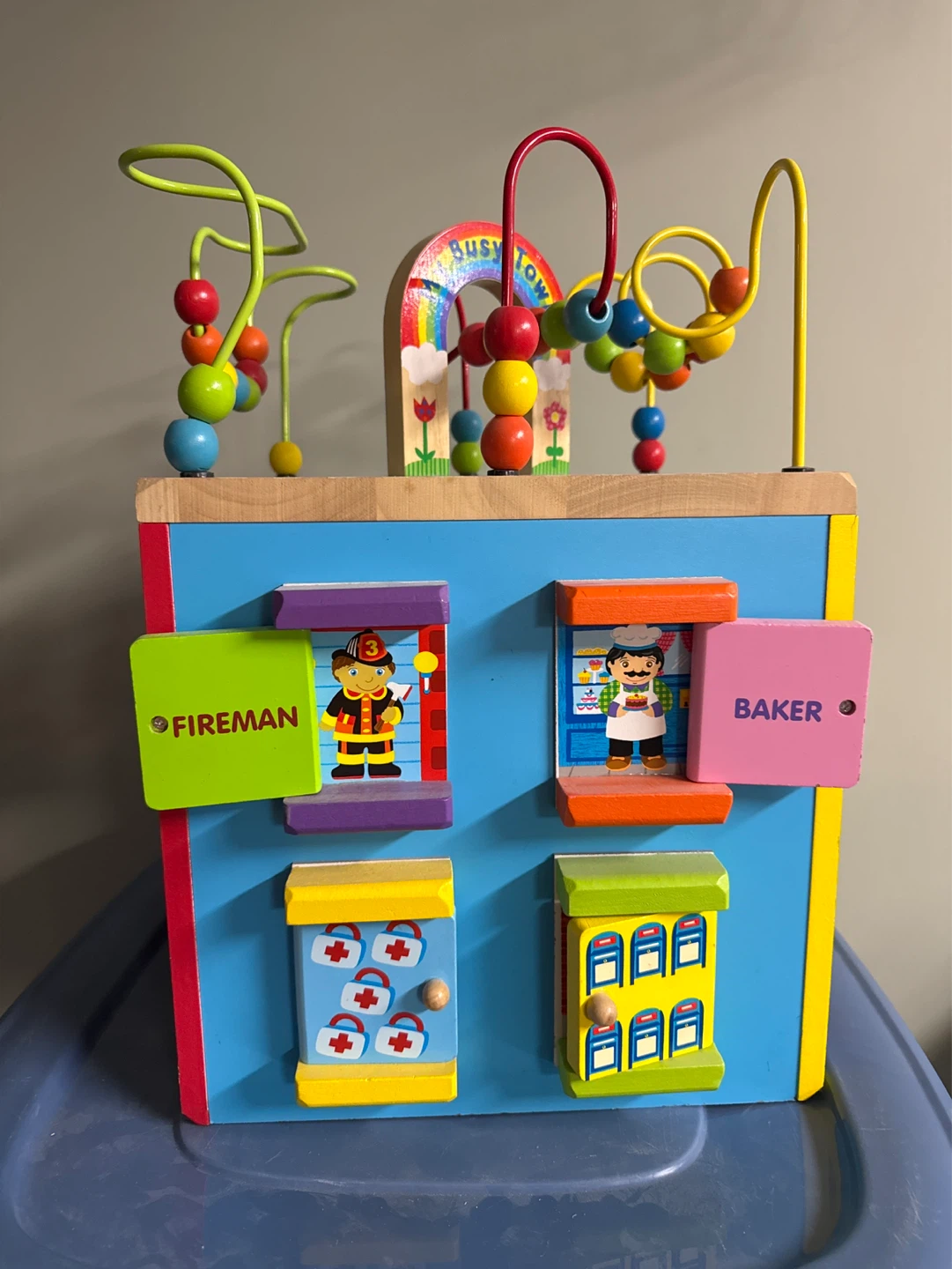 Busy Town Wooden Activity Cube