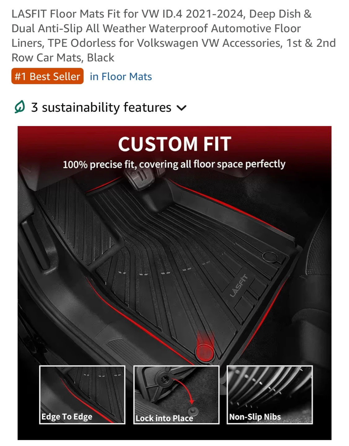 LASFIT Floor Liners for VW ID.4 2021-2024 - Black - photo 2
