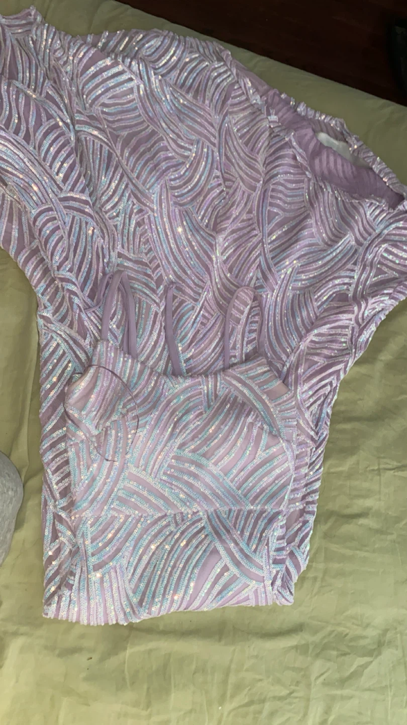 Sparkly Lavender Mermaid Prom Dress - photo 3