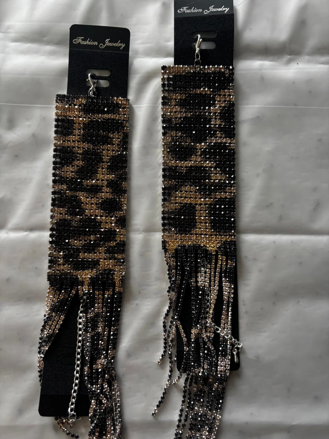 Leopard Print Rhinestone Fringe bracelet