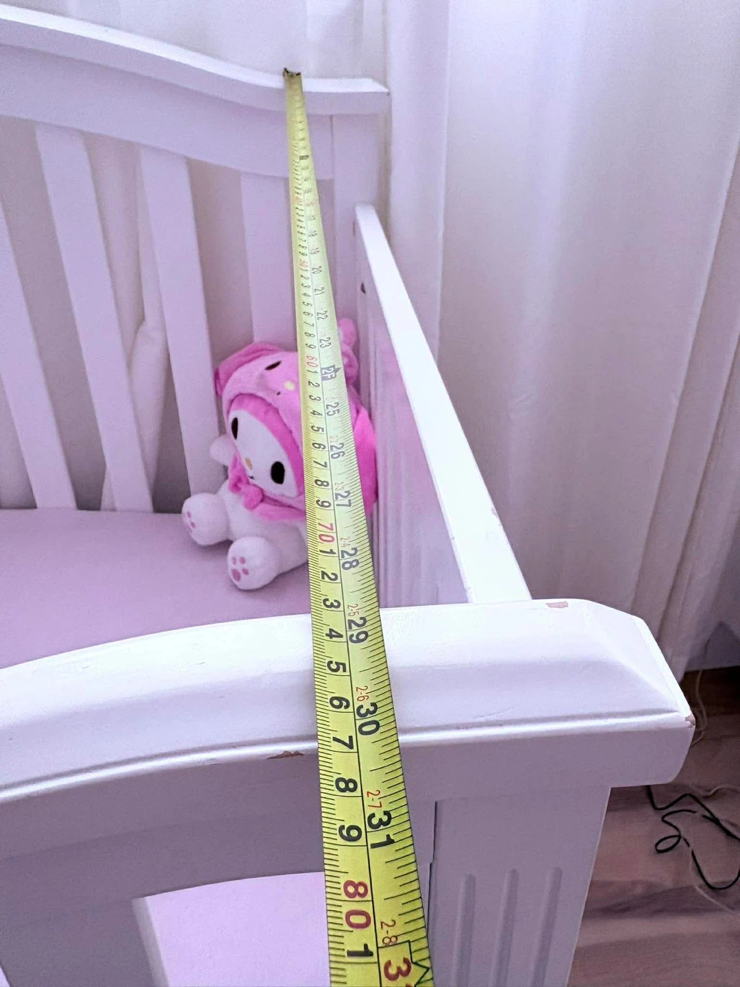 White Baby Crib with Pink Fitted Sheet - photo 4