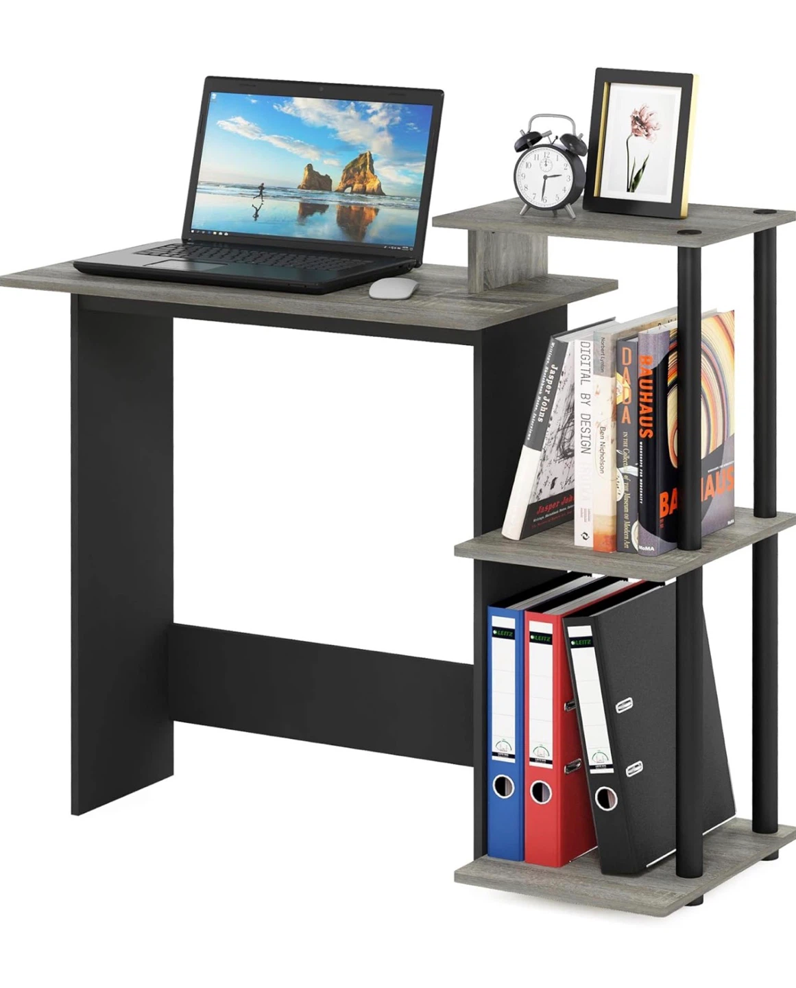 Compact Computer Desk with Storage Shelves