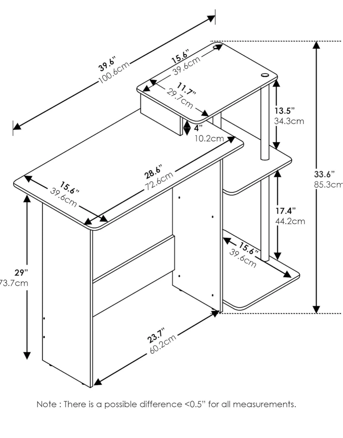 Compact Computer Desk with Storage Shelves - photo 2