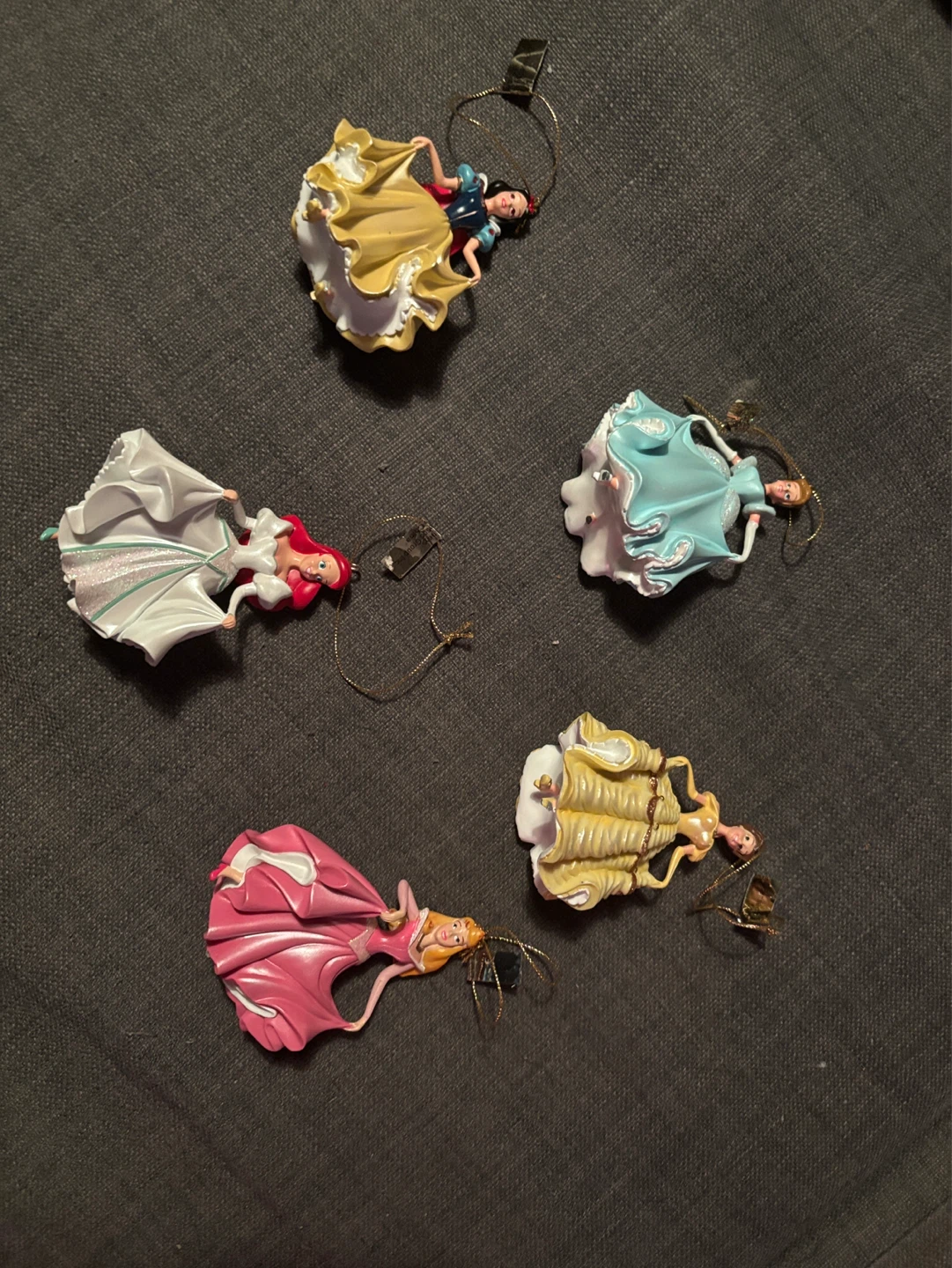 Vintage Enesco Disney Princess Ornament Lot (Set of 5)