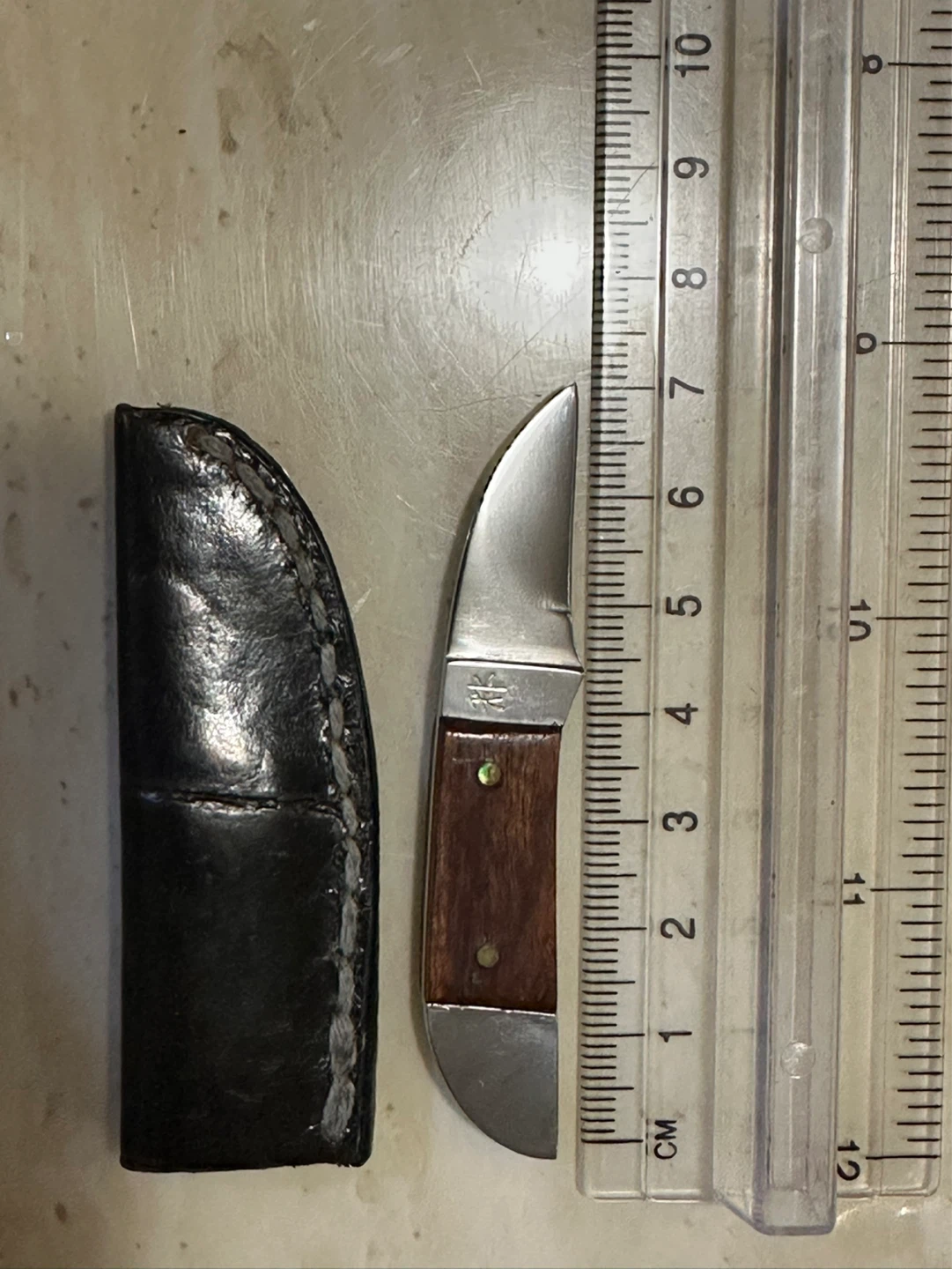 Small Pocket Knife with Wooden Handle and Sheath (NEW)