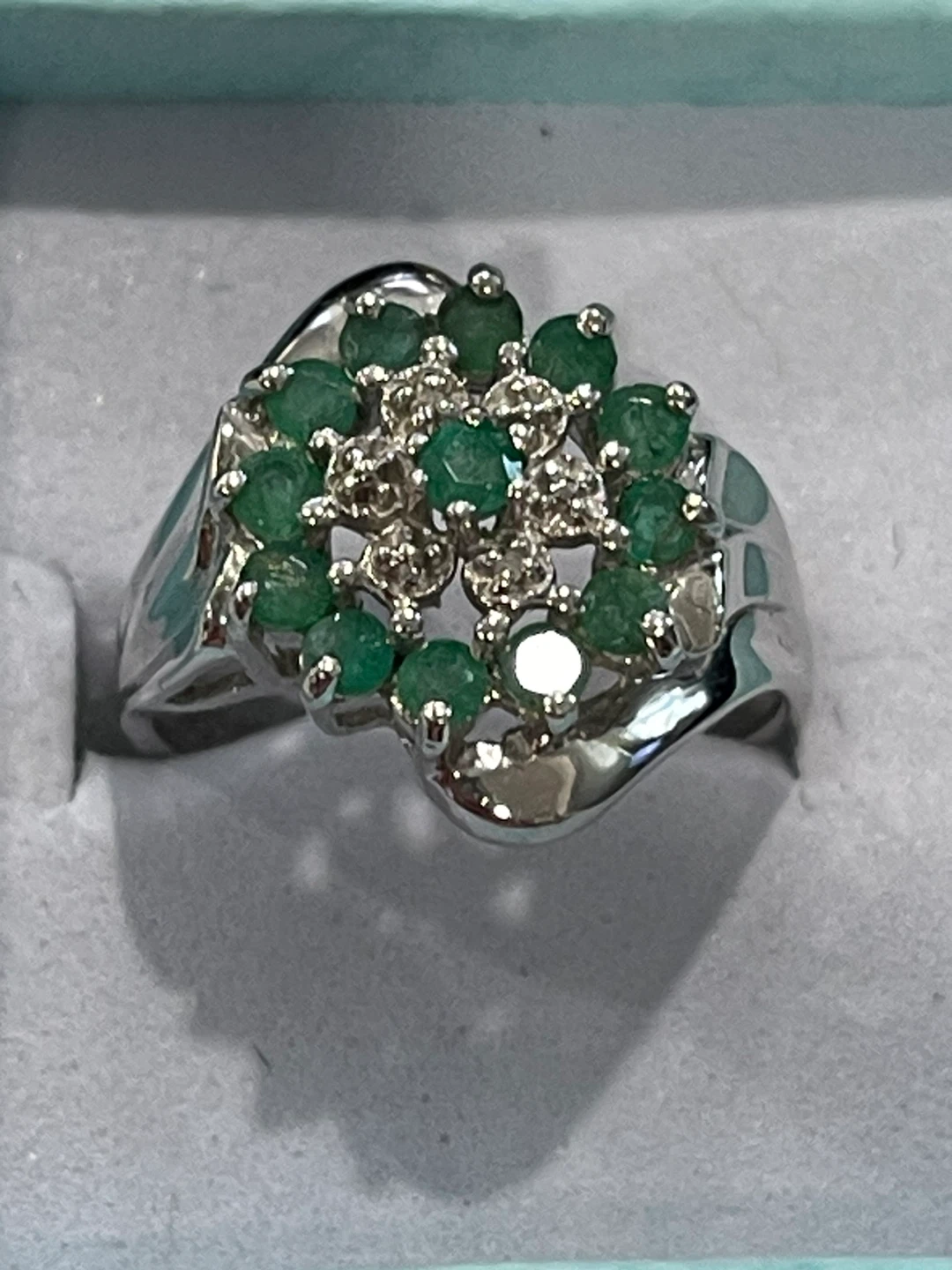 Vintage 10k Emerald and Diamond Ring - Size 7
