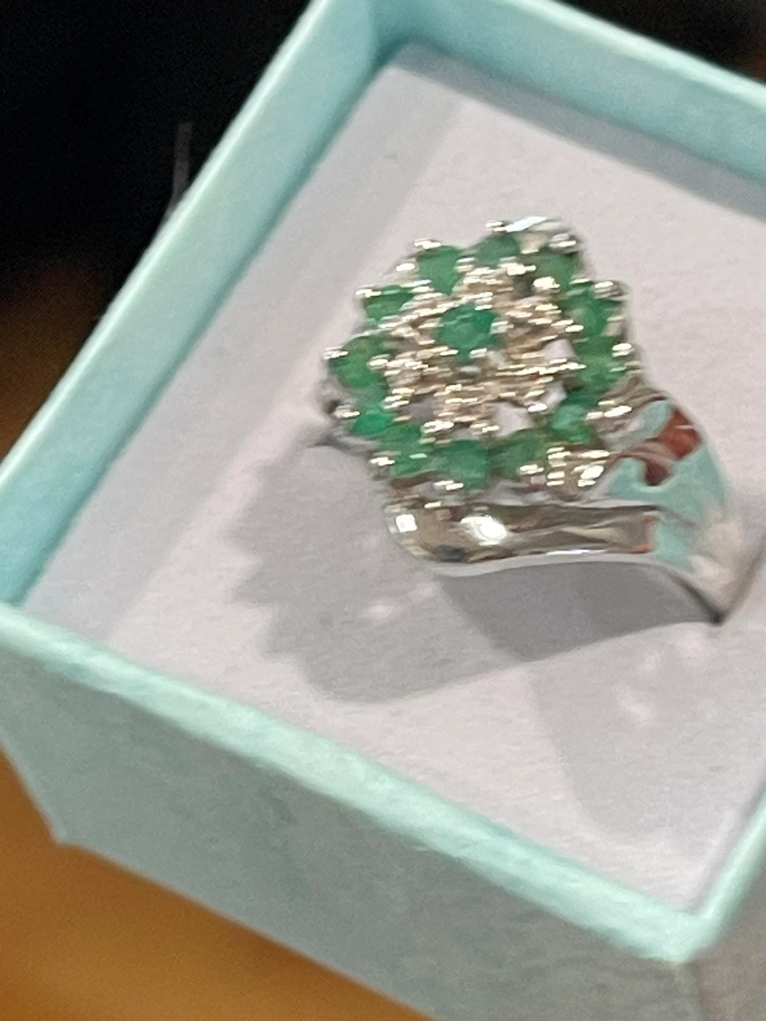 Vintage 10k Emerald and Diamond Ring - Size 7 - photo 2
