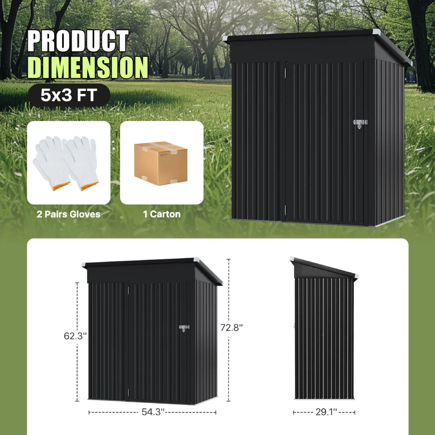 NEW Black Metal Storage Shed 4.5x2.5 FT NEVER USED IN BOX - photo 3