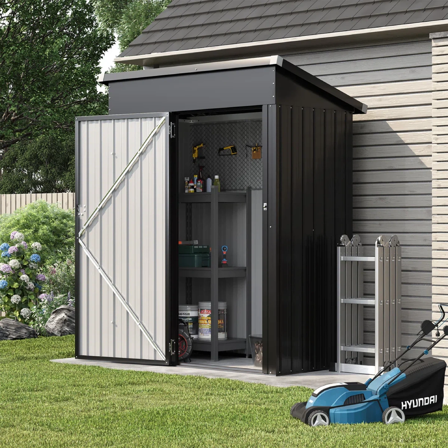 NEW Black Metal Storage Shed 4.5x2.5 FT NEVER USED IN BOX - photo 4