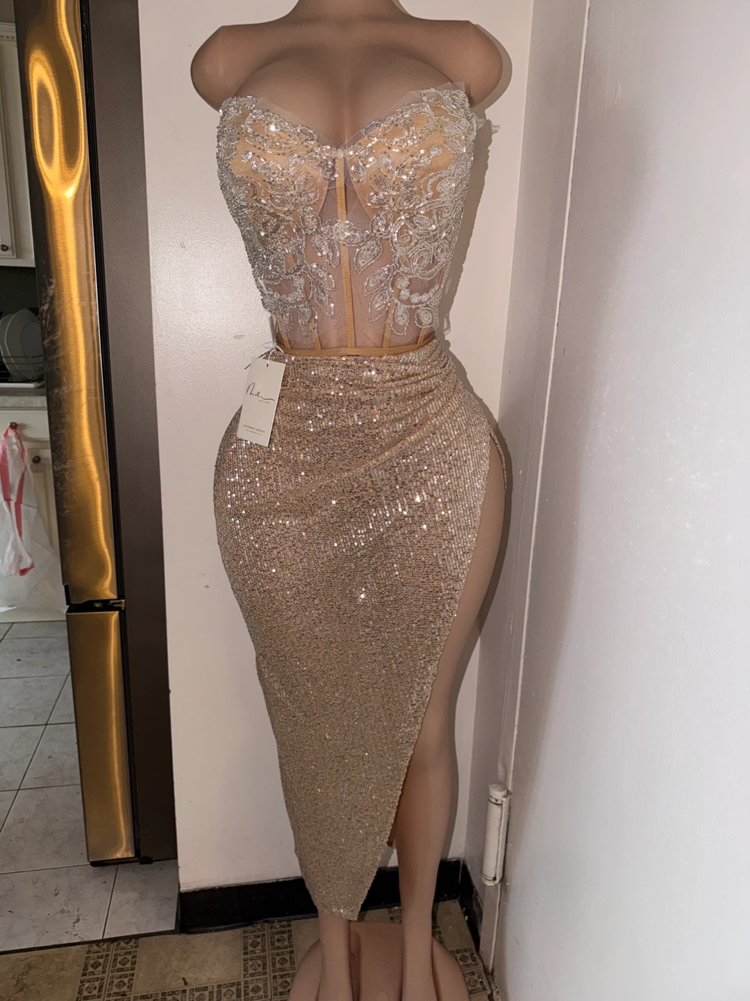 MEW MEWS Sequin Embellished Maxi Dress