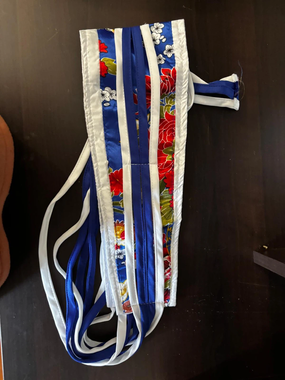 Blue Floral Kimono Robe with Belt and hairpiece - photo 3