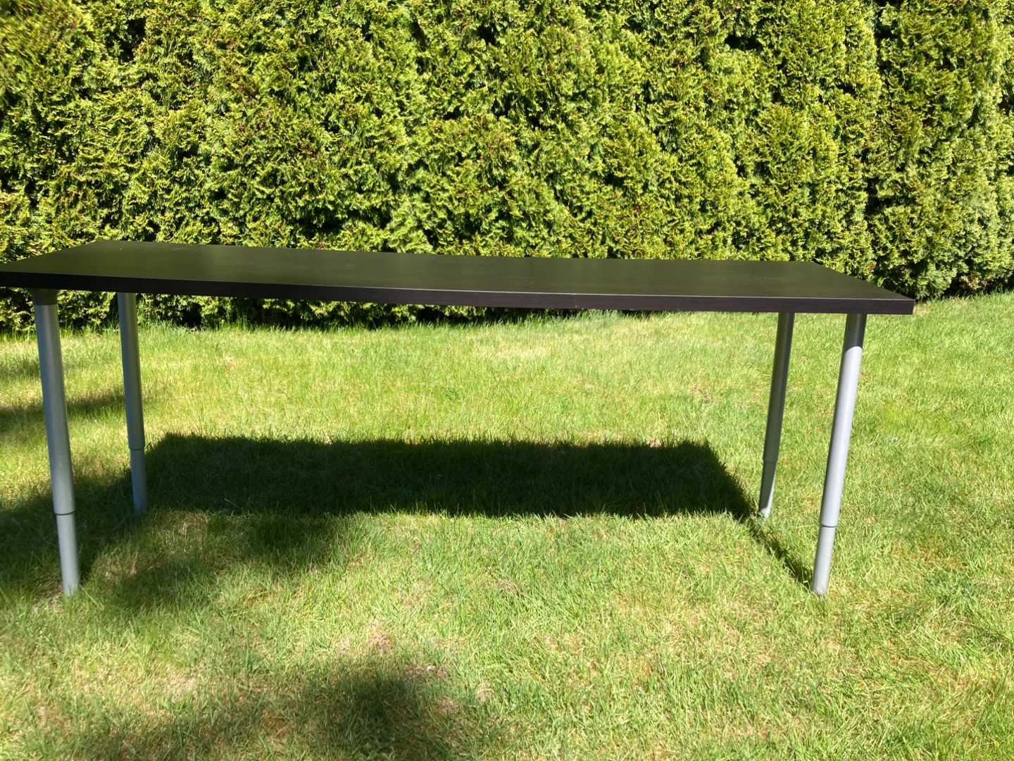 Dark Wood Desk with Metal Legs