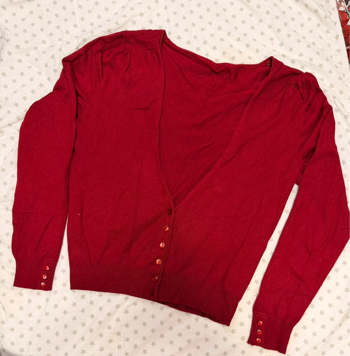 Red Button-Up Cardigan