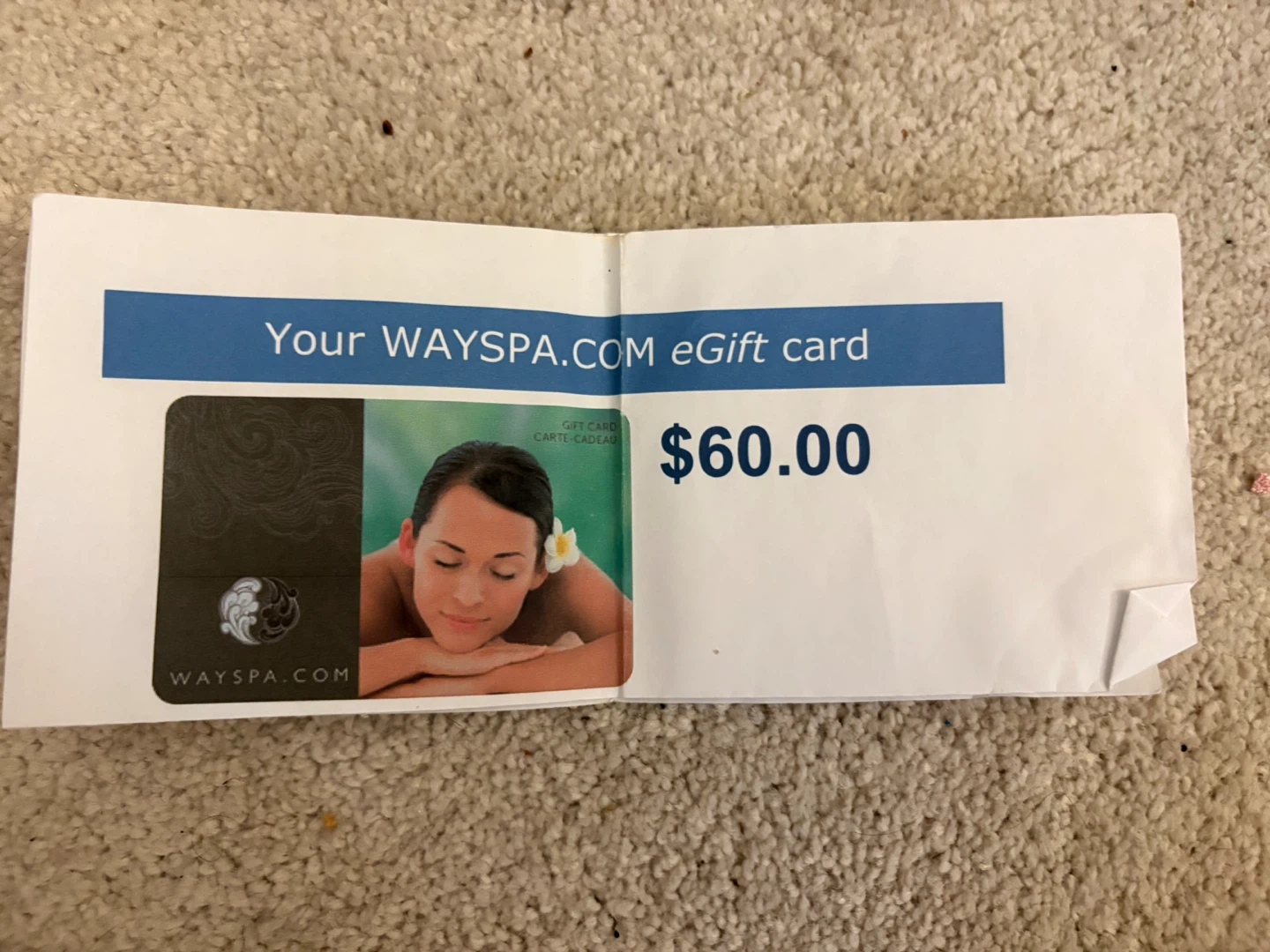 $60 WaySpa eGift Card