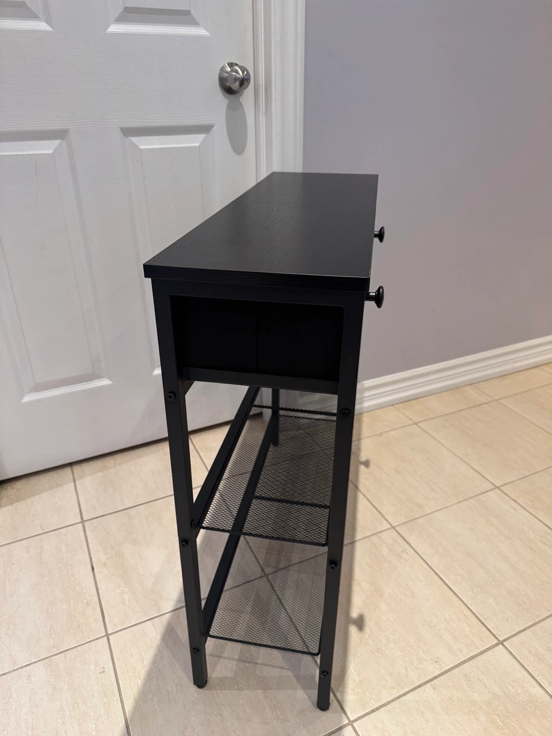 Black 2-Drawer Console Table with Storage Shelves - photo 4