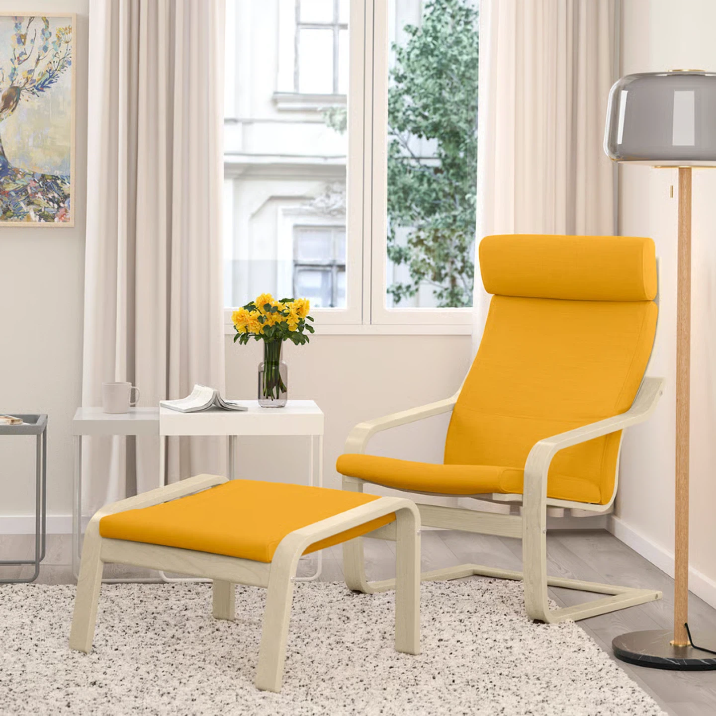 IKEA POÄNG Chair and Ottoman - - photo 5