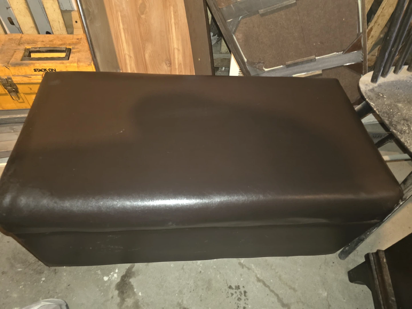Brown Faux Leather Storage Ottoman Bench