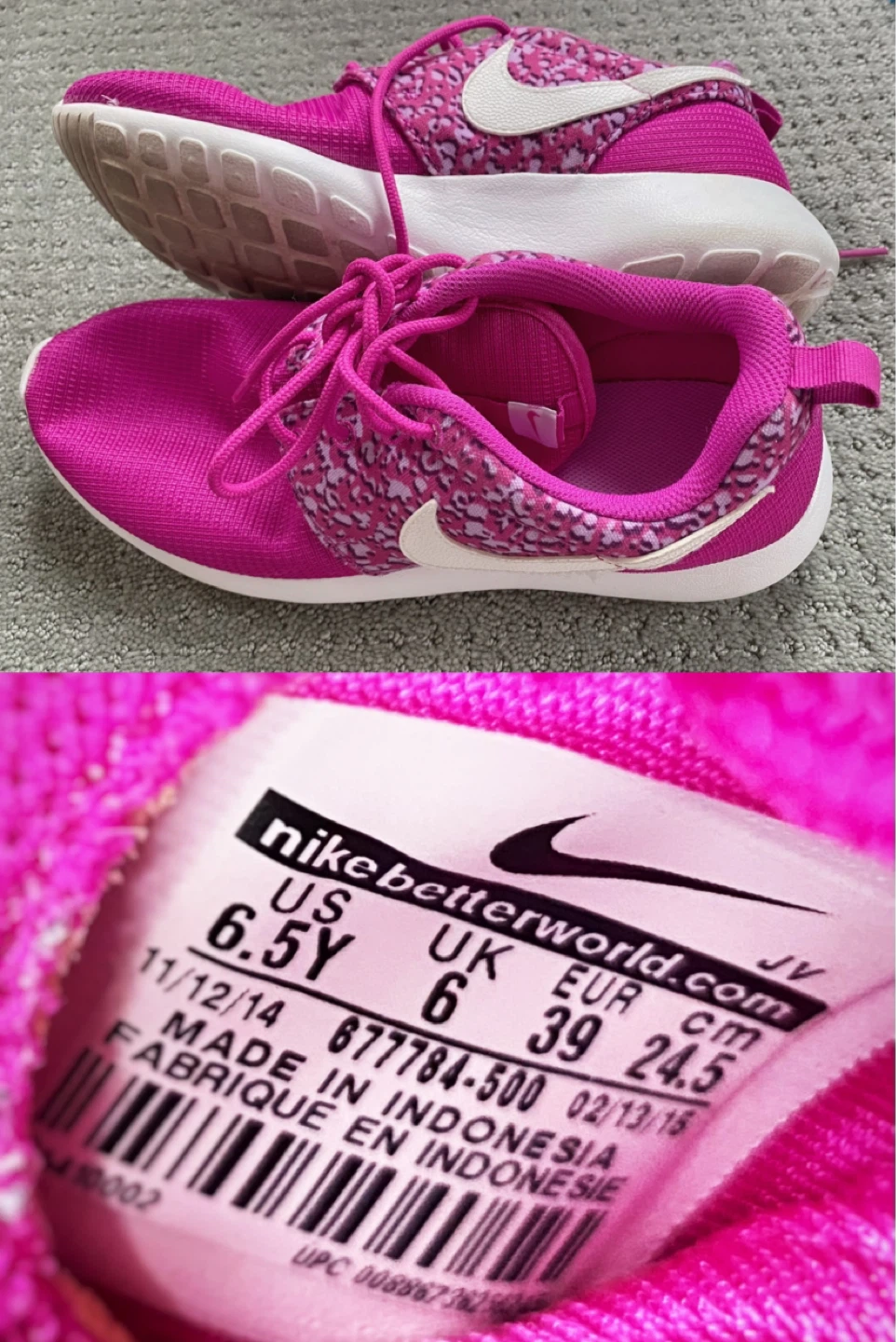 Nike Roshe Run Pink Youth Sneakers