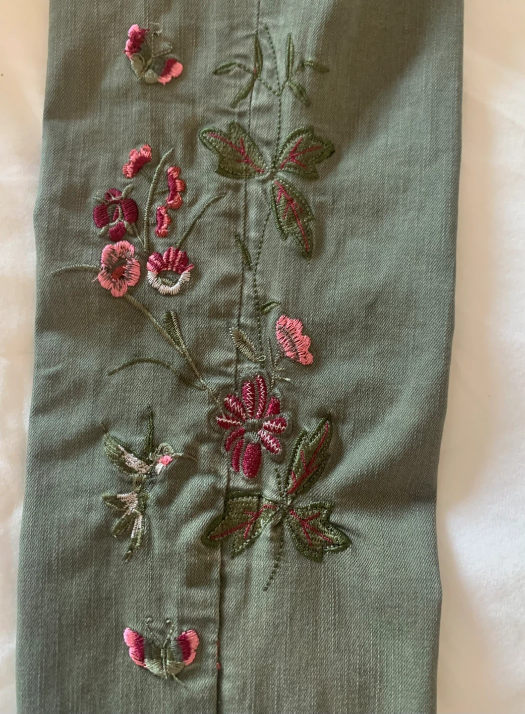Esprit Olive Green Embroidered Zipper Ankle Jeans - Size US 8 - photo 2