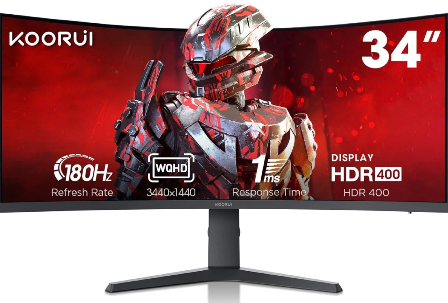 KOORUI 34" Ultrawide Curved WQHD Gaming Monitor
