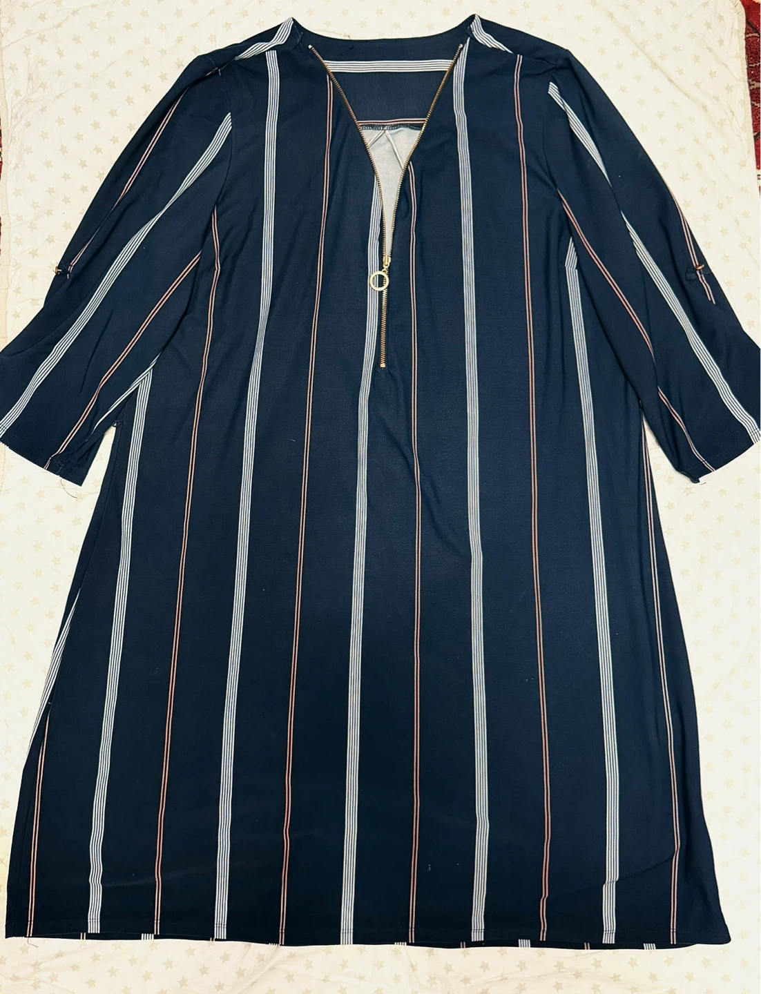 Striped Zip Neck Dress