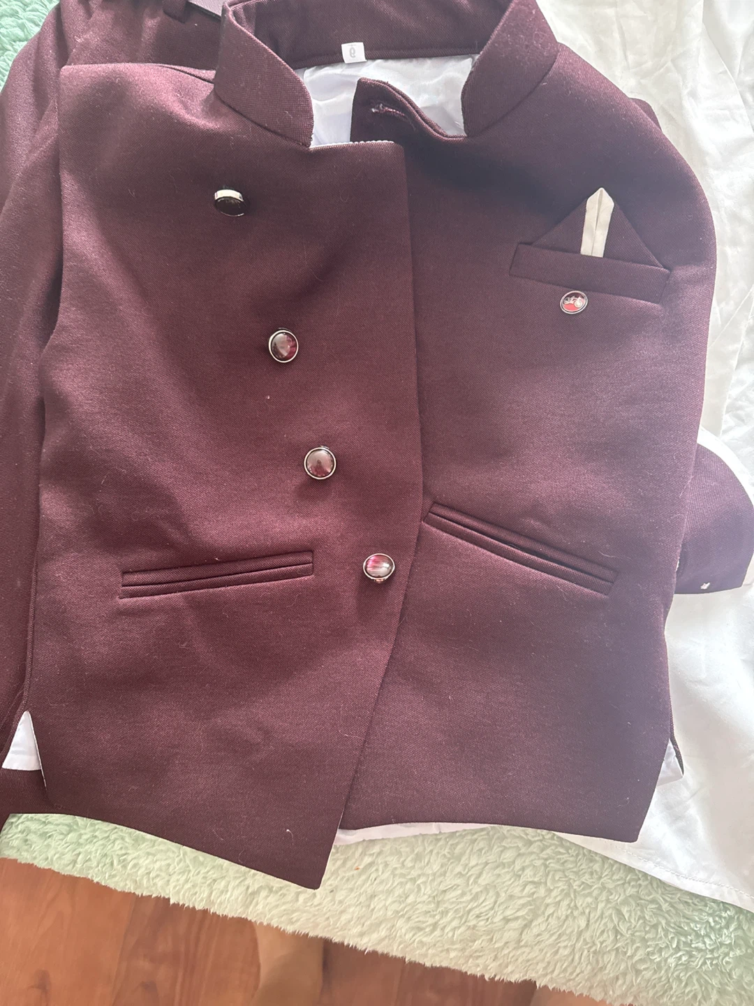 Boys Maroon Vest and Pants Set with White Shirt - photo 3
