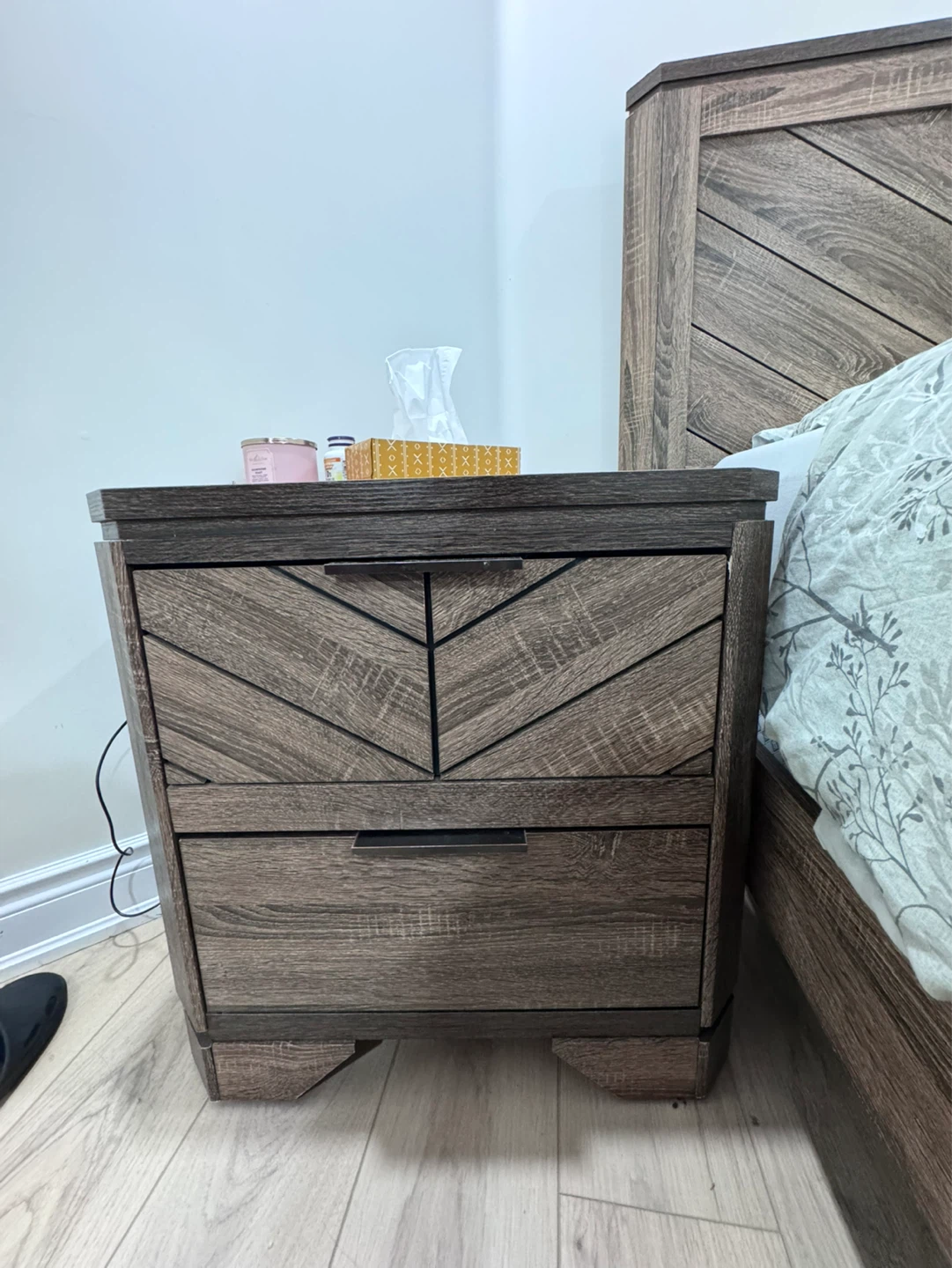 Wooden Bedroom Set - Headboard and Nightstand - photo 2