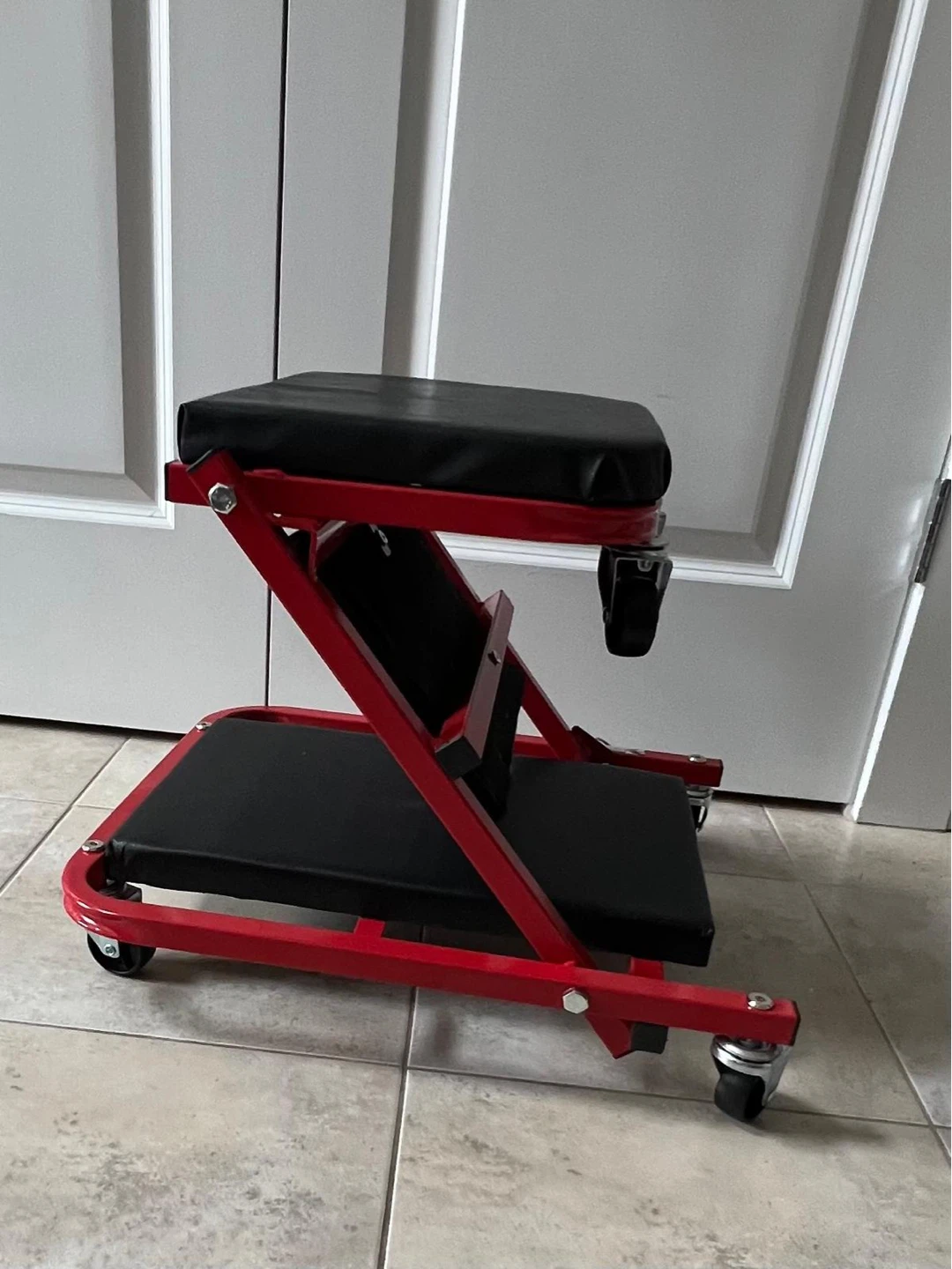 Red Rolling Creeper Seat Stool Mechanic Tool