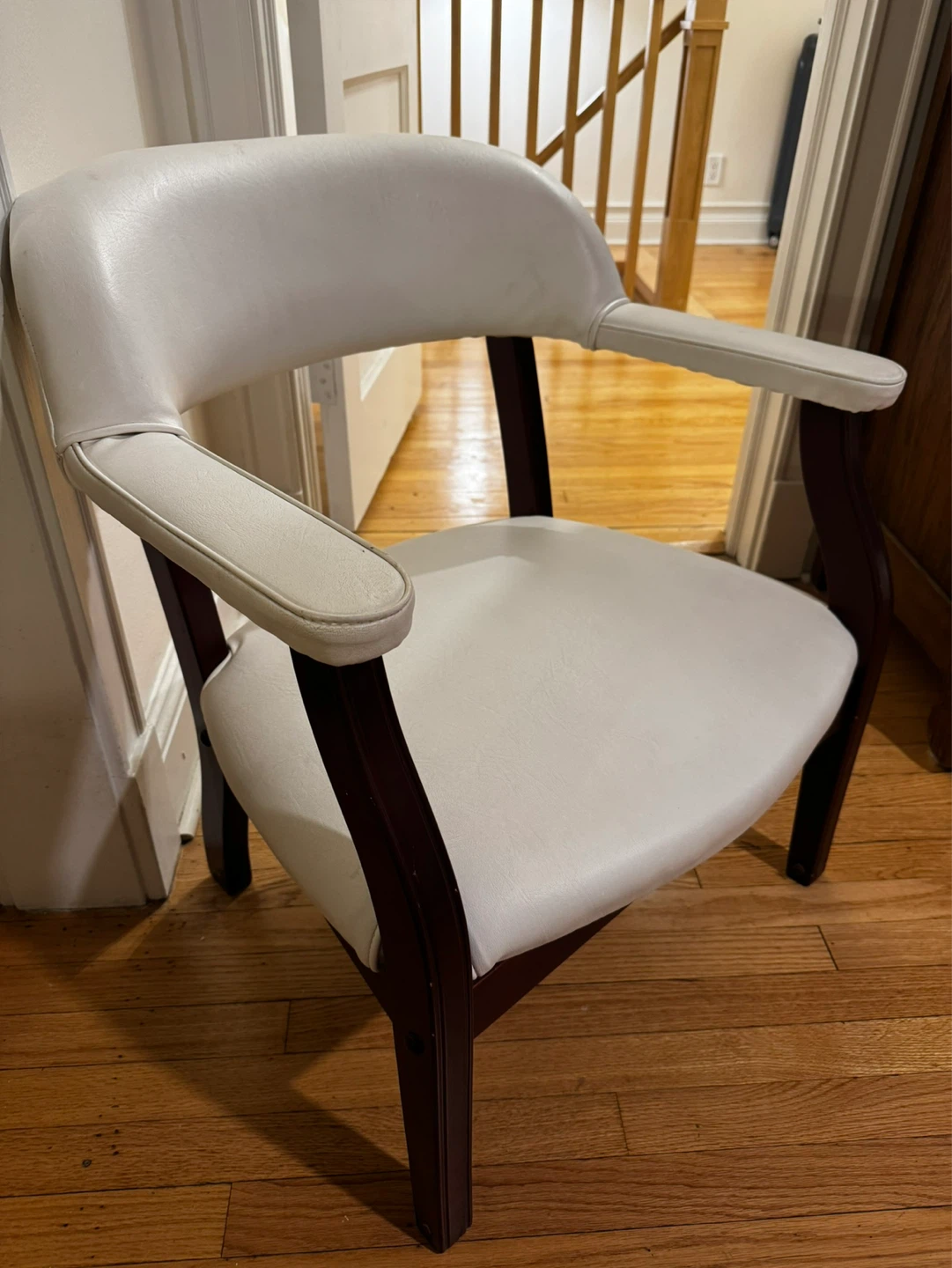3 White Accent Chair with Wood Frame - photo 2