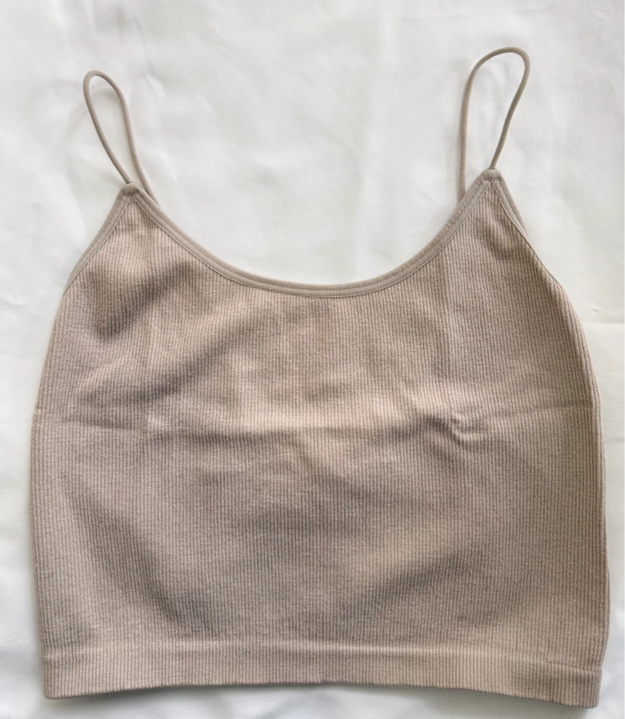 SWS Essentials Ribbed Crop Tank Top Beige Size M