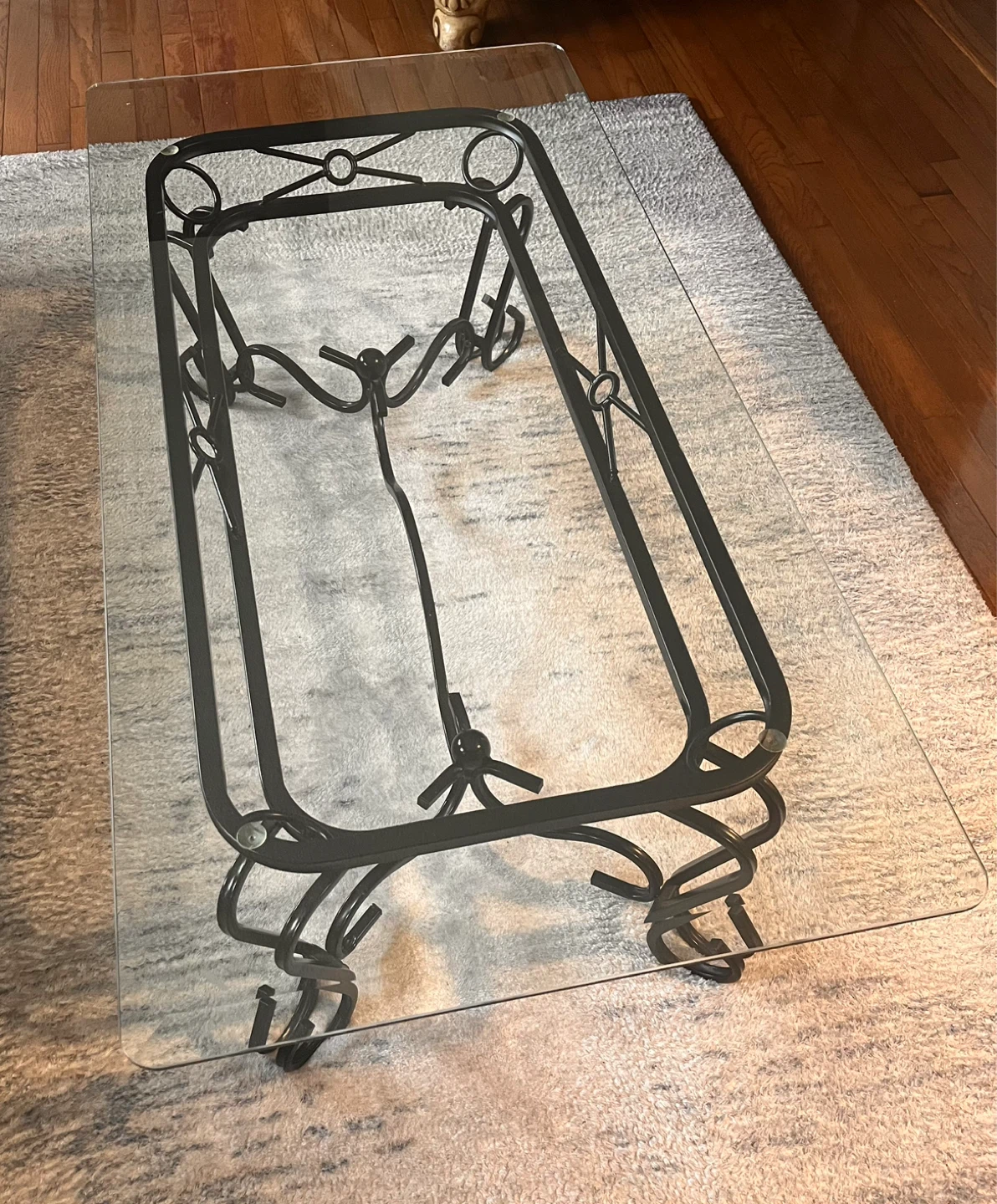 Glass Top Coffee Table with Ornate Metal Base - photo 4