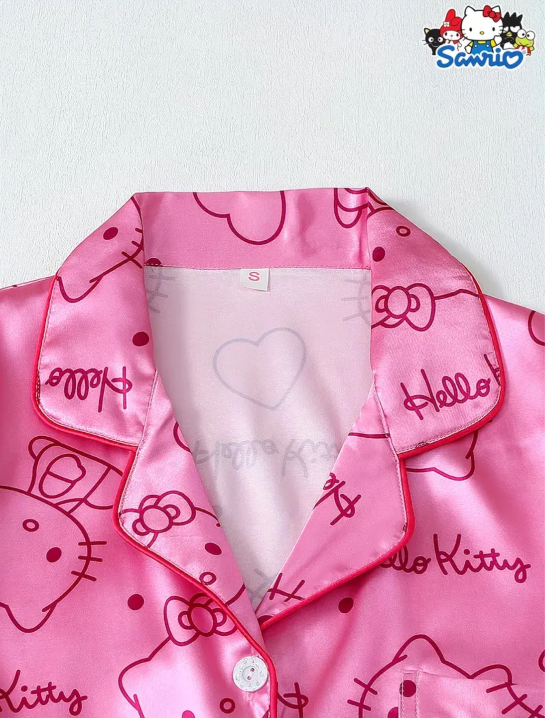 Hello Kitty Sanrio Pink Satin Pajama Set - Womens Size M - photo 3