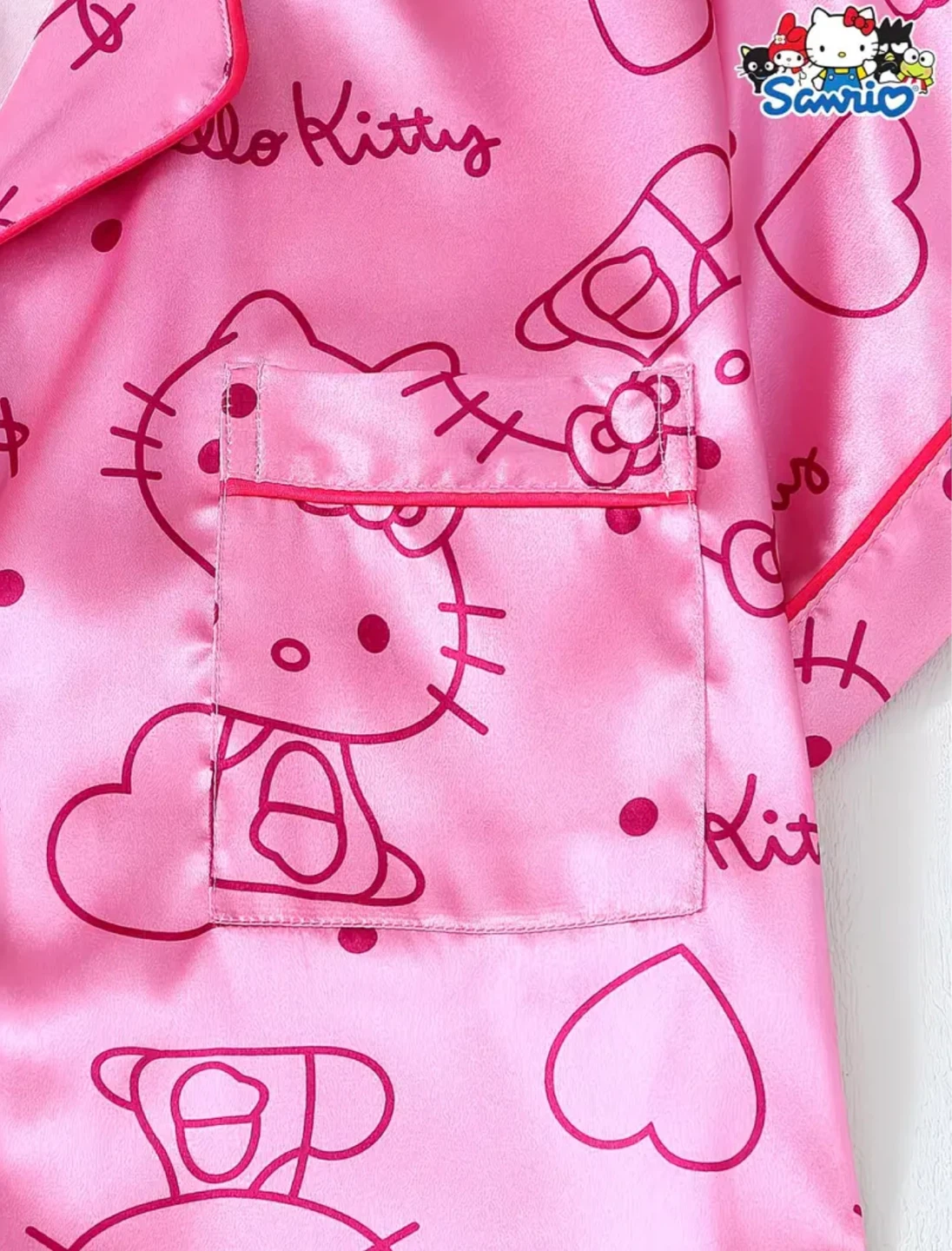 Hello Kitty Sanrio Pink Satin Pajama Set - Womens Size M - photo 4