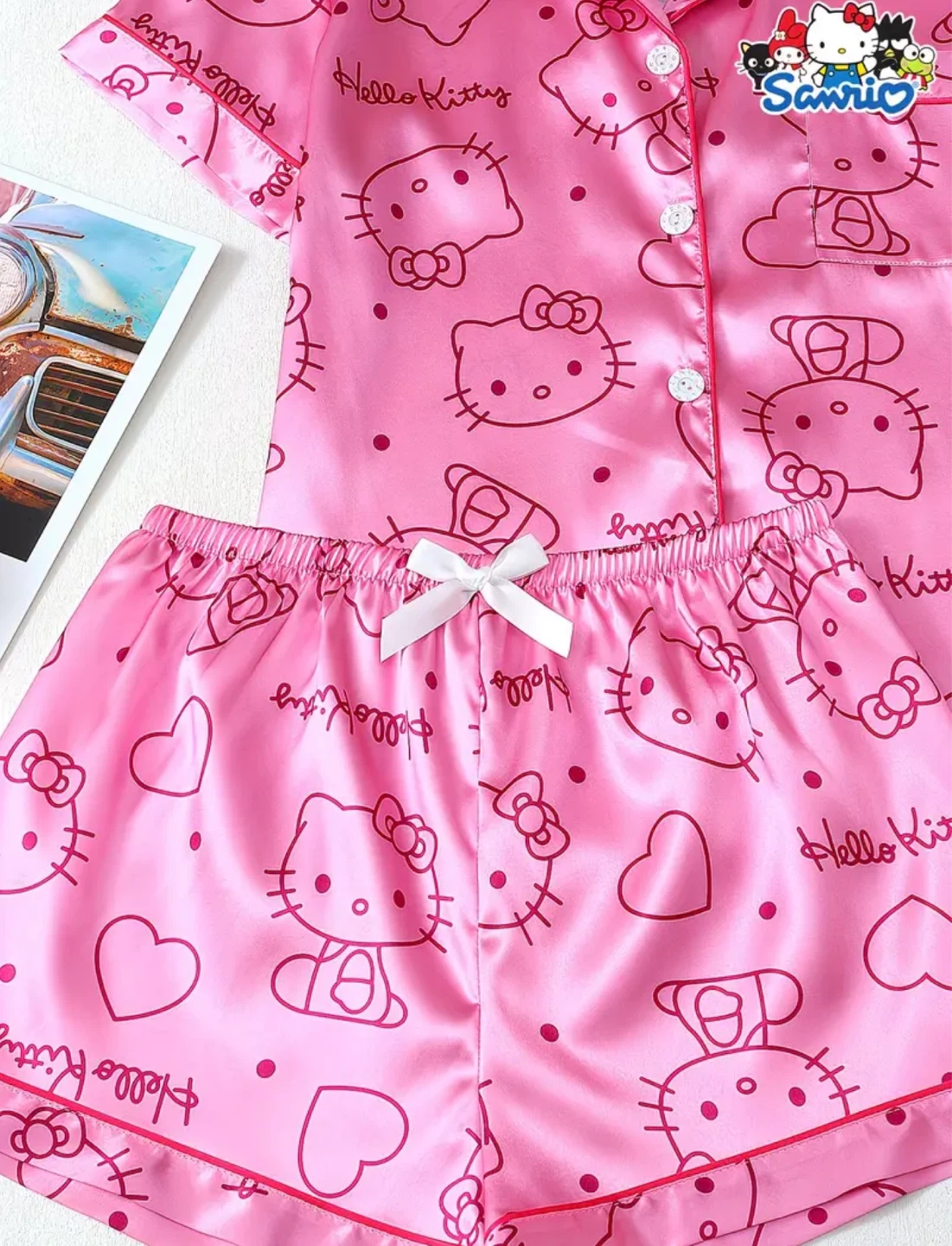 Hello Kitty Sanrio Pink Satin Pajama Set - Womens Size M - photo 5