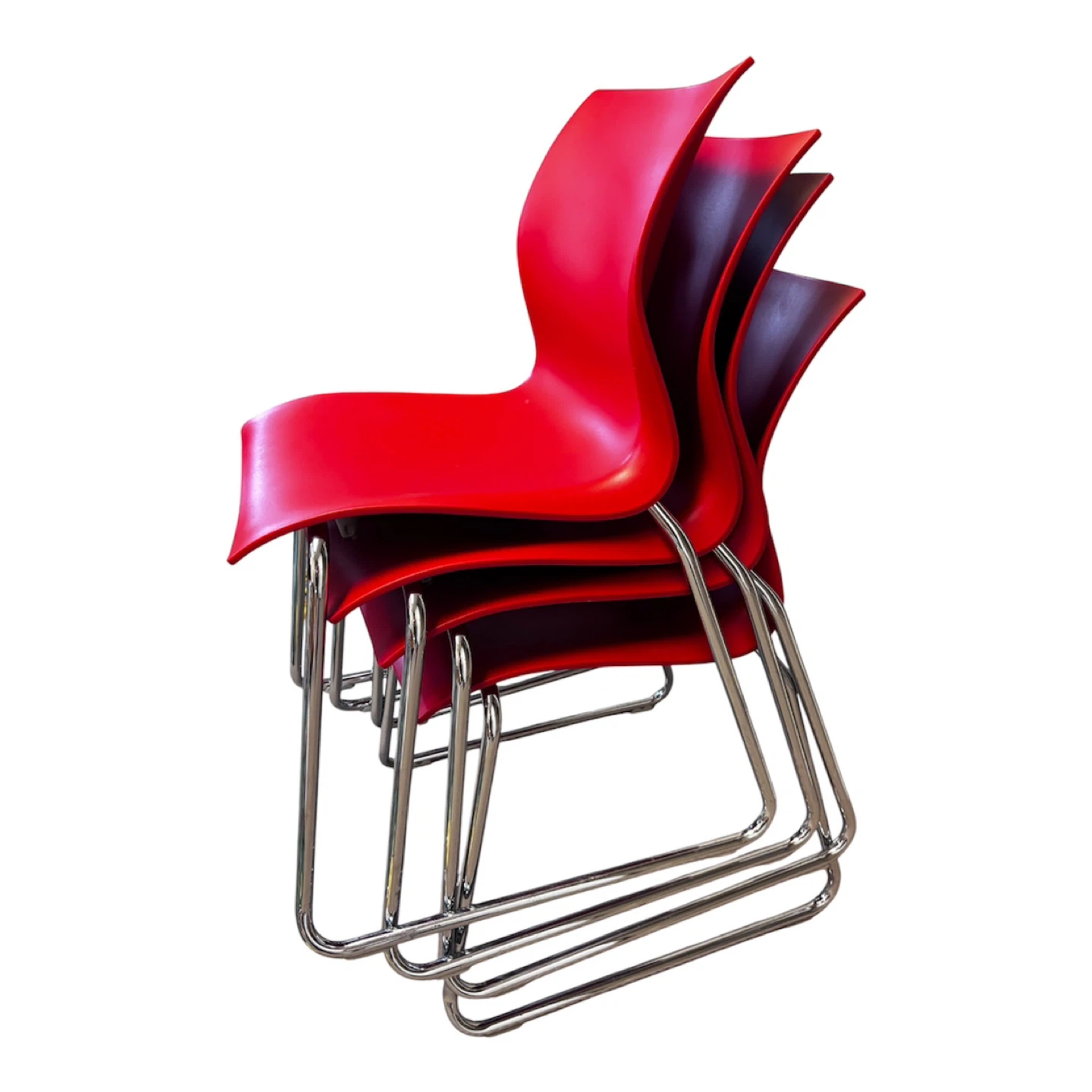 4 Red Modern Chairs