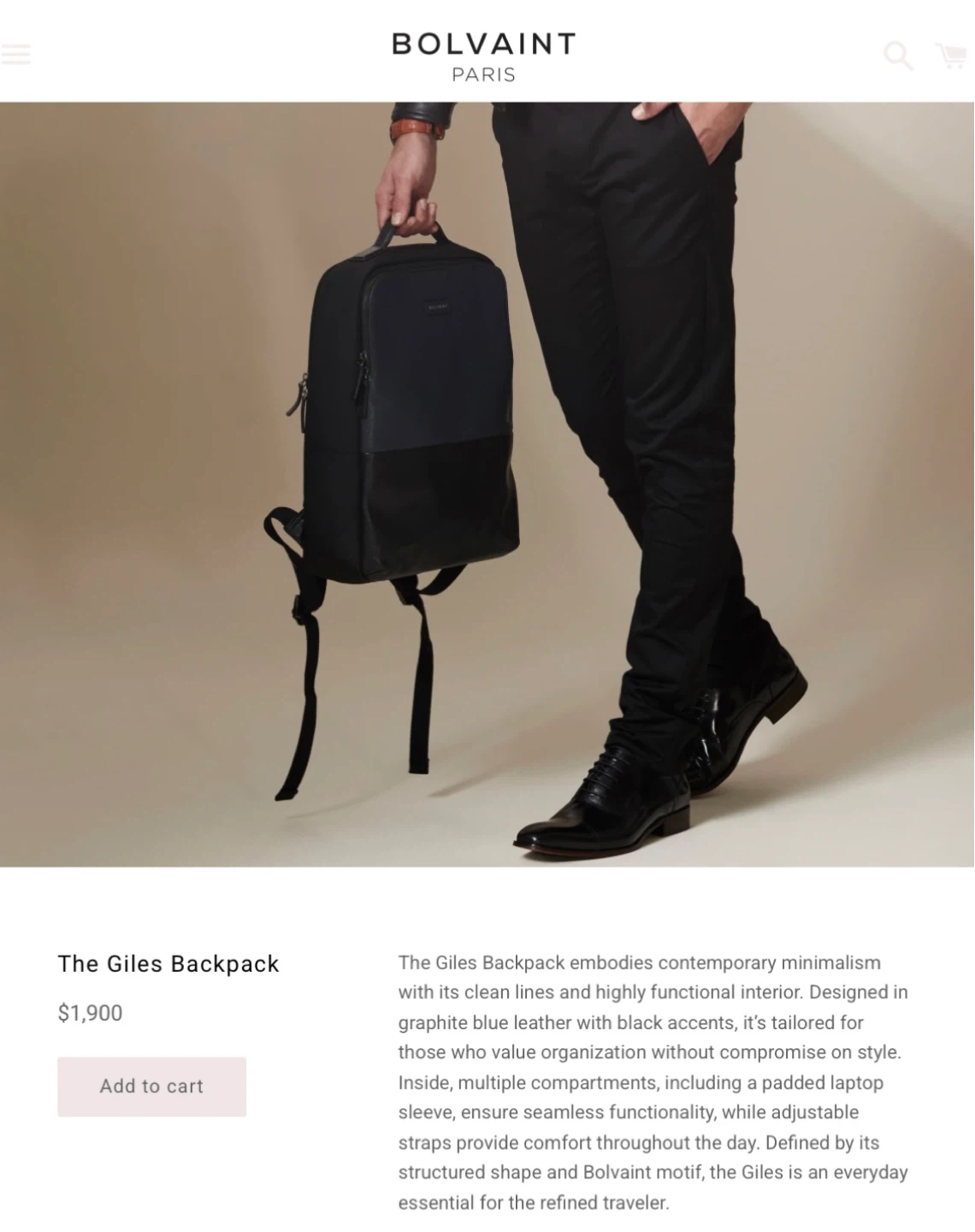Bolvaint Giles Backpack - Graphite Blue Leather - photo 2