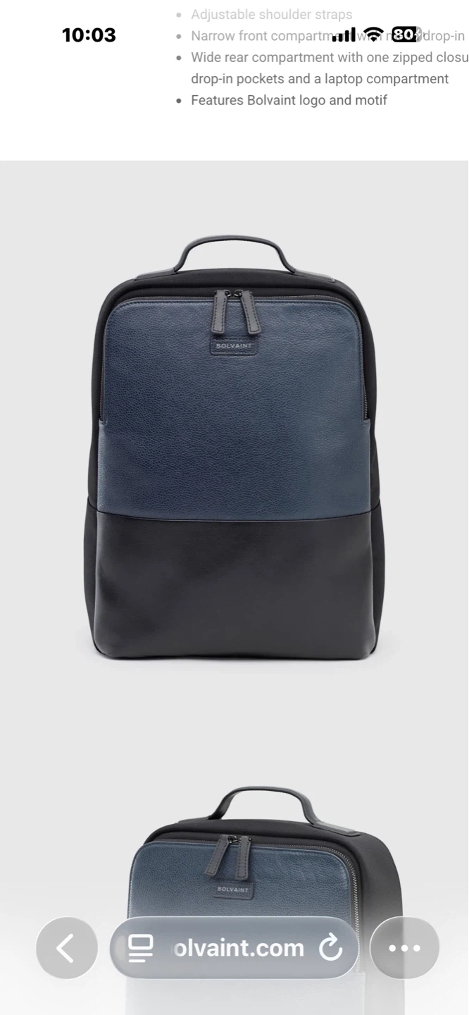 Bolvaint Giles Backpack - Graphite Blue Leather
