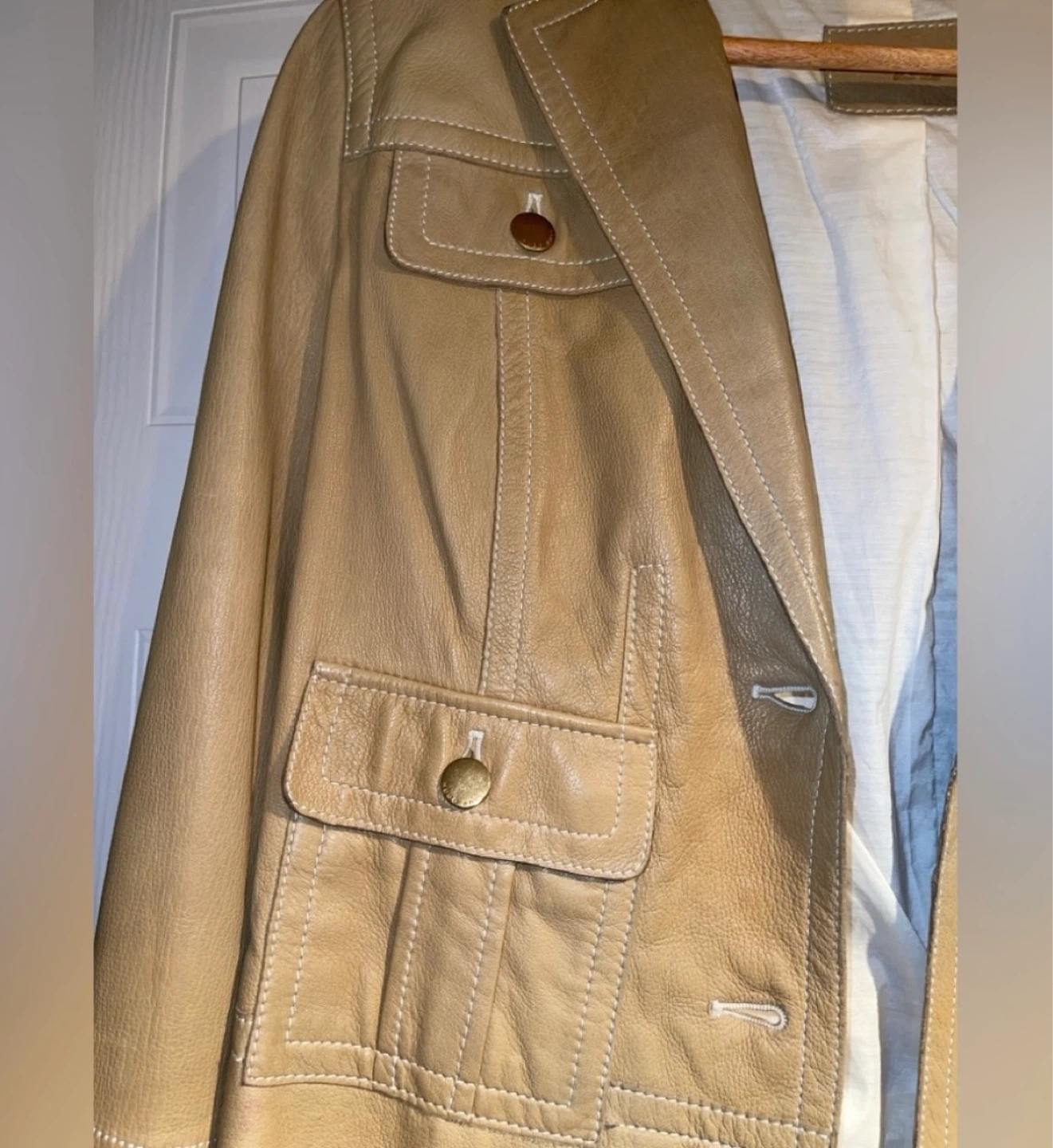 Hugo Boss Vintage Tan/Nude Lambskin Leather Jacket size 10 - photo 3