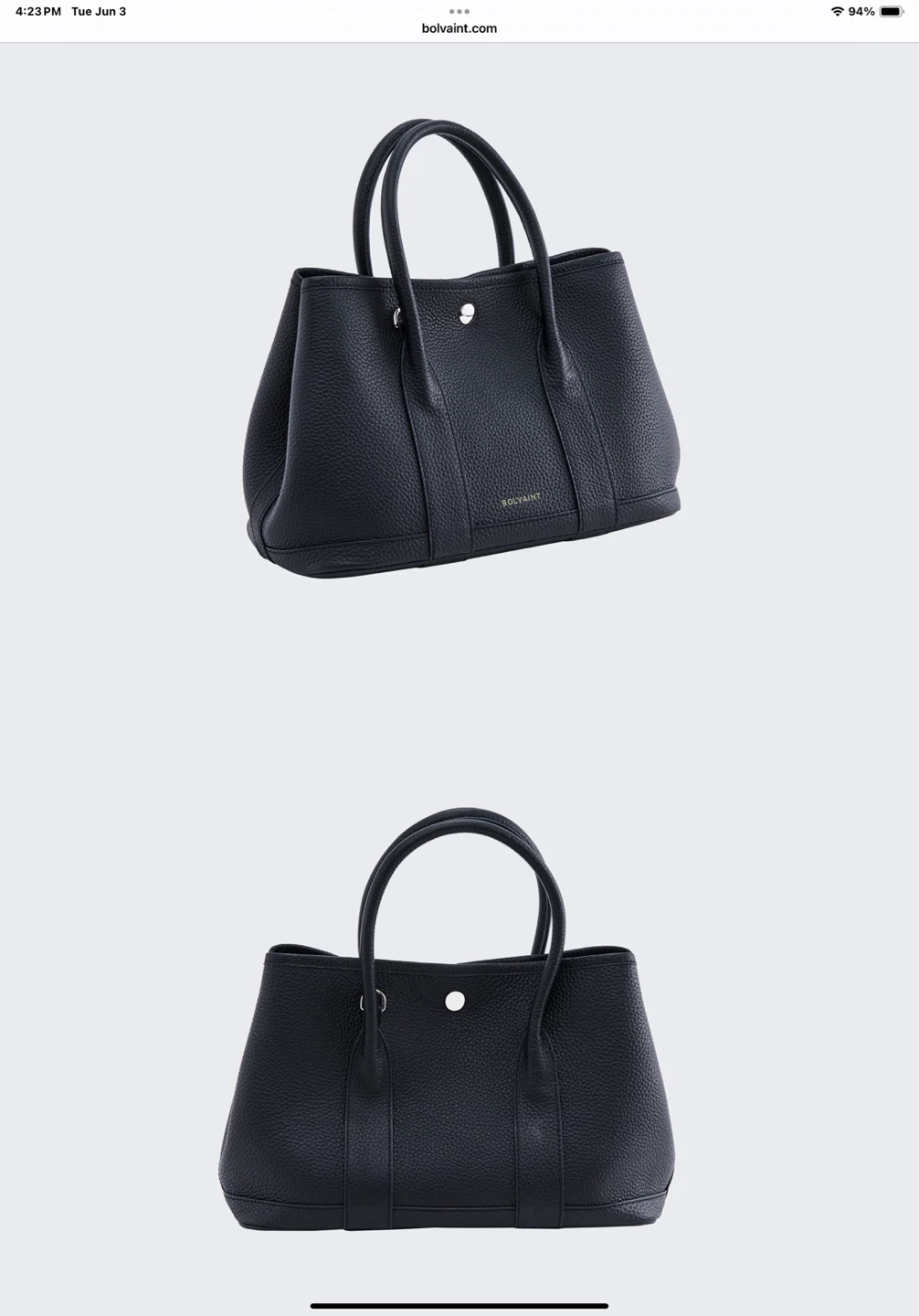 Bolvaint Paris The Coralie Tote Handbag - Black Pebbled Leather - photo 2