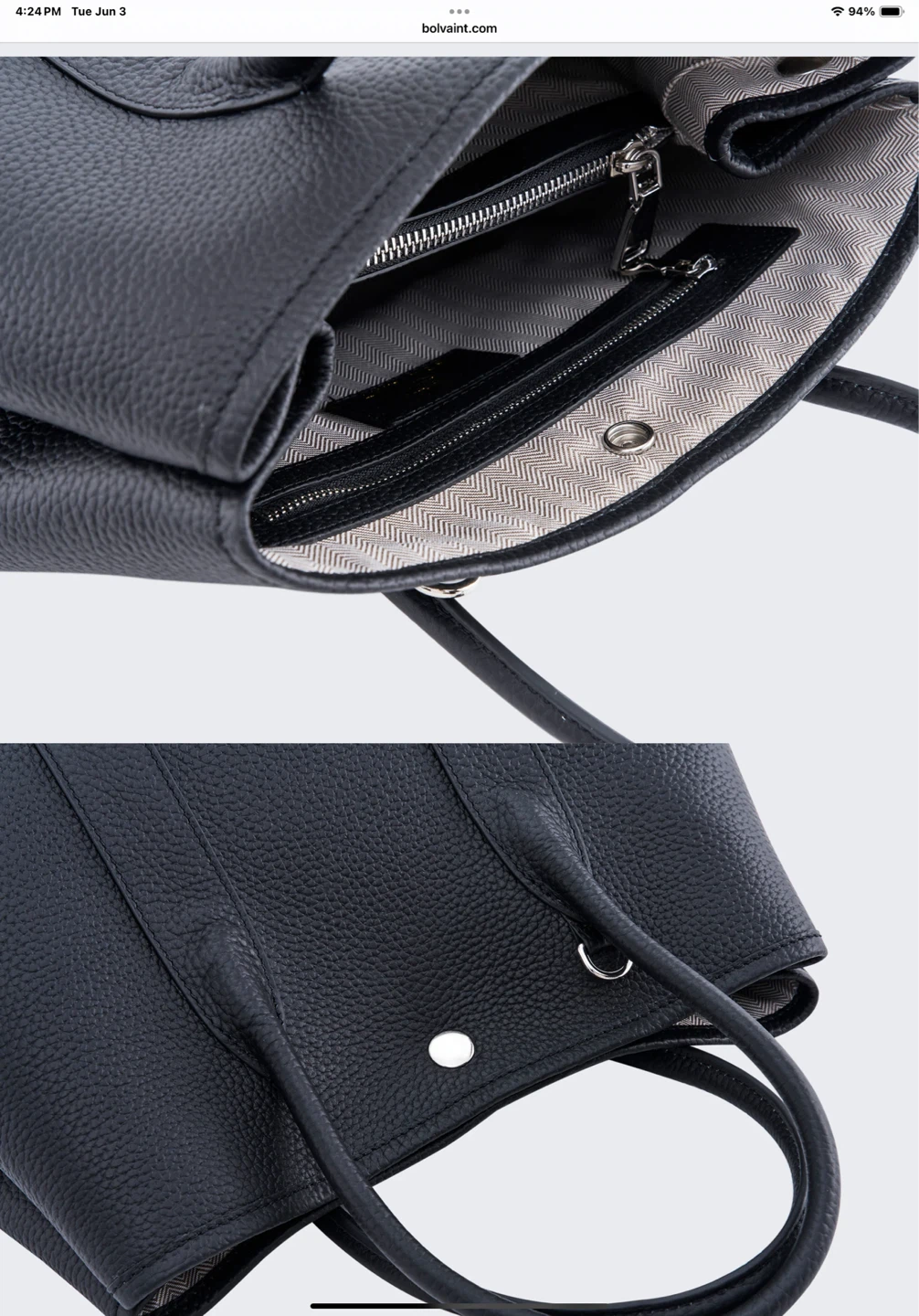 Bolvaint Paris The Coralie Tote Handbag - Black Pebbled Leather - photo 3