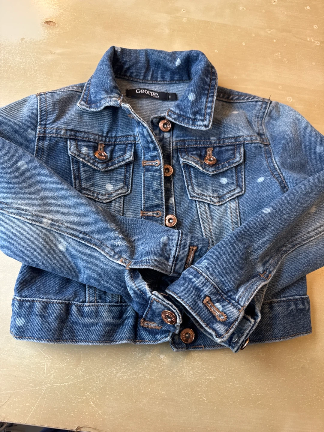 George Girls Denim Jacket with White Polka Dots - Size 4 - photo 2