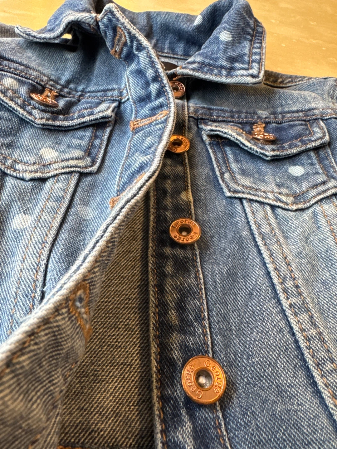 George Girls Denim Jacket with White Polka Dots - Size 4