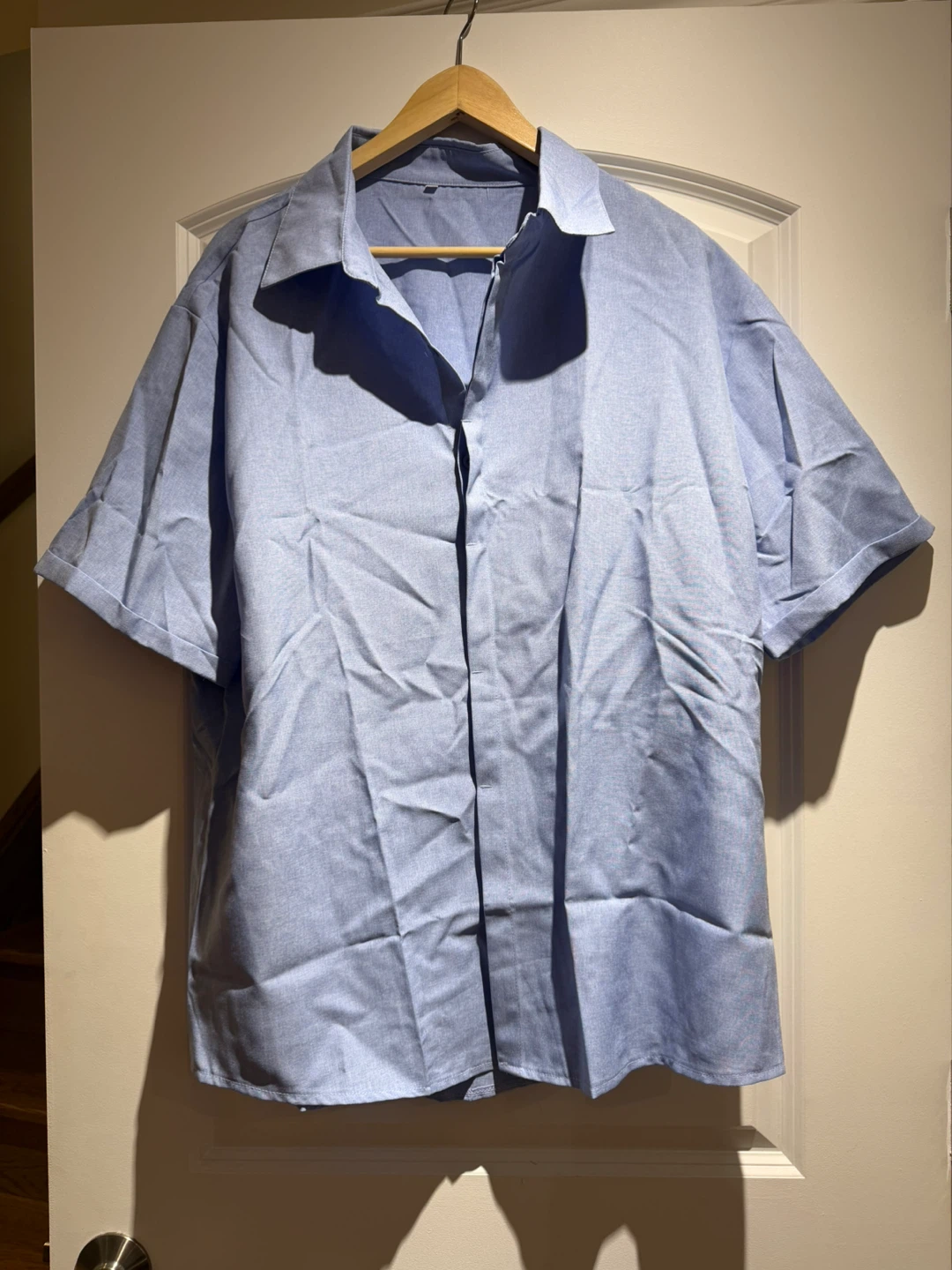 Blue Short Sleeve Button-Up Shirt Size 2XL