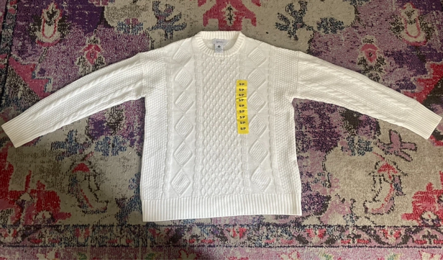 Kersh Cable Knit Sweater White S/P