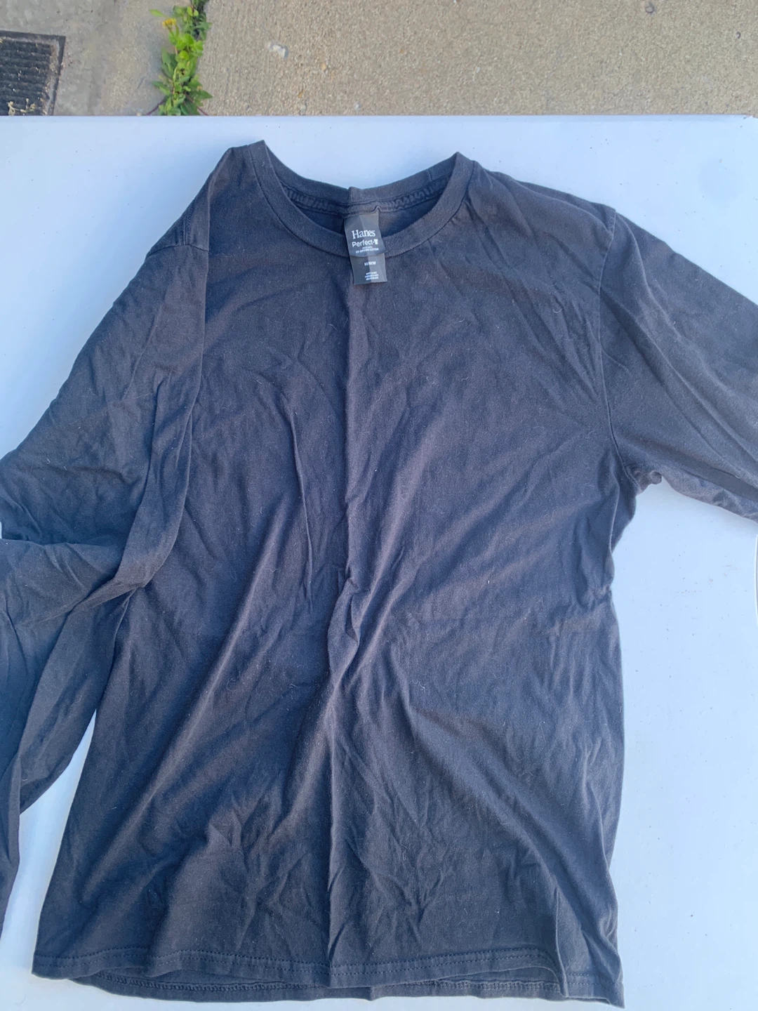 3 Hanes Perfect T Long Sleeve T-Shirt Black Size M