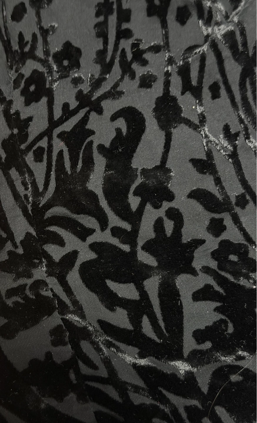 Black Burnout Velvet Floral Print Button-Up Blouse - photo 2