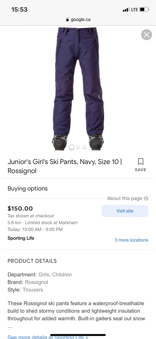 Brand new Junior Girl's Ski Pants Navy Size 10 Rossignol - photo 3