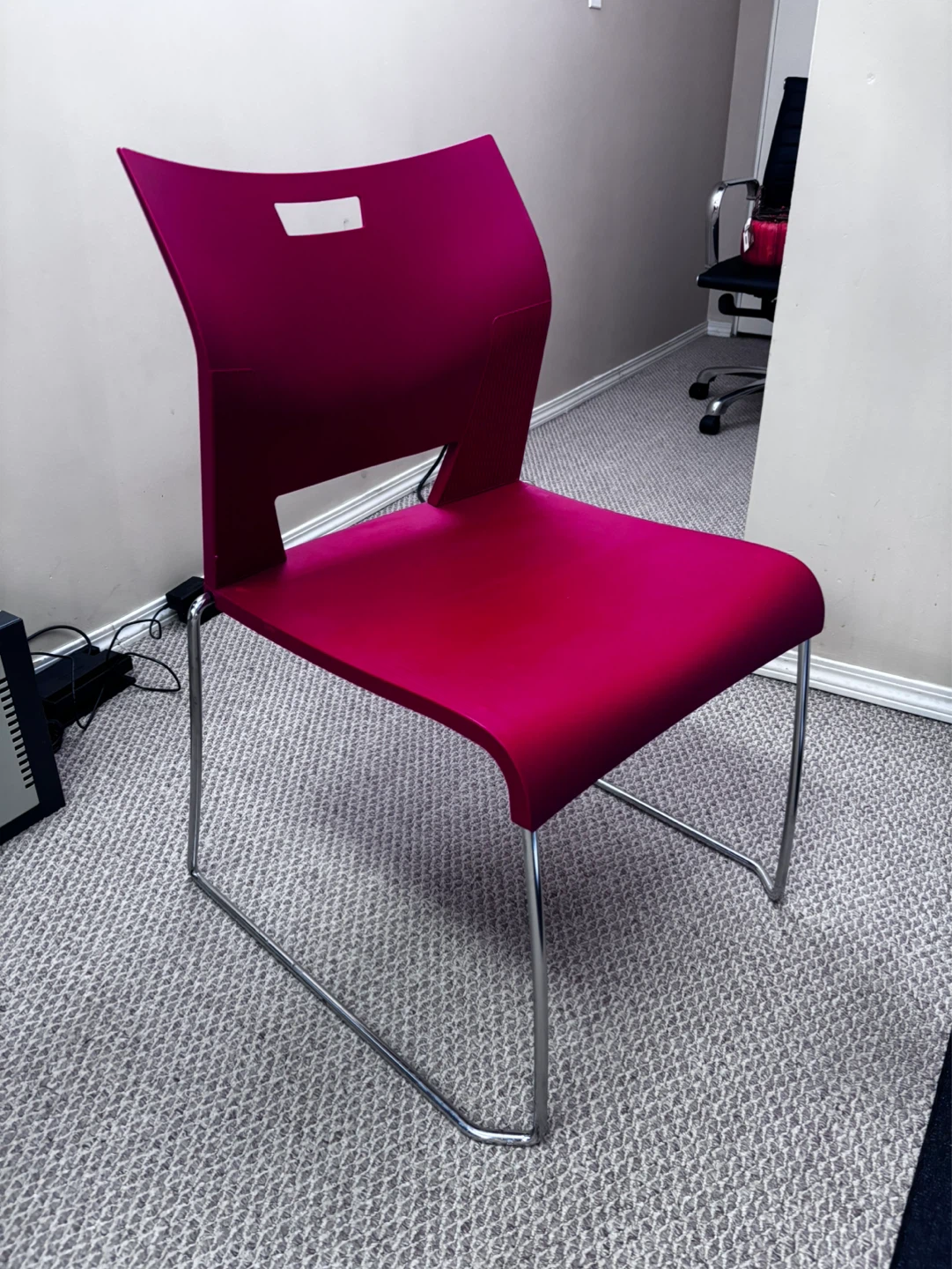 4 Red Modern Side Chairs with Metal Legs - photo 2